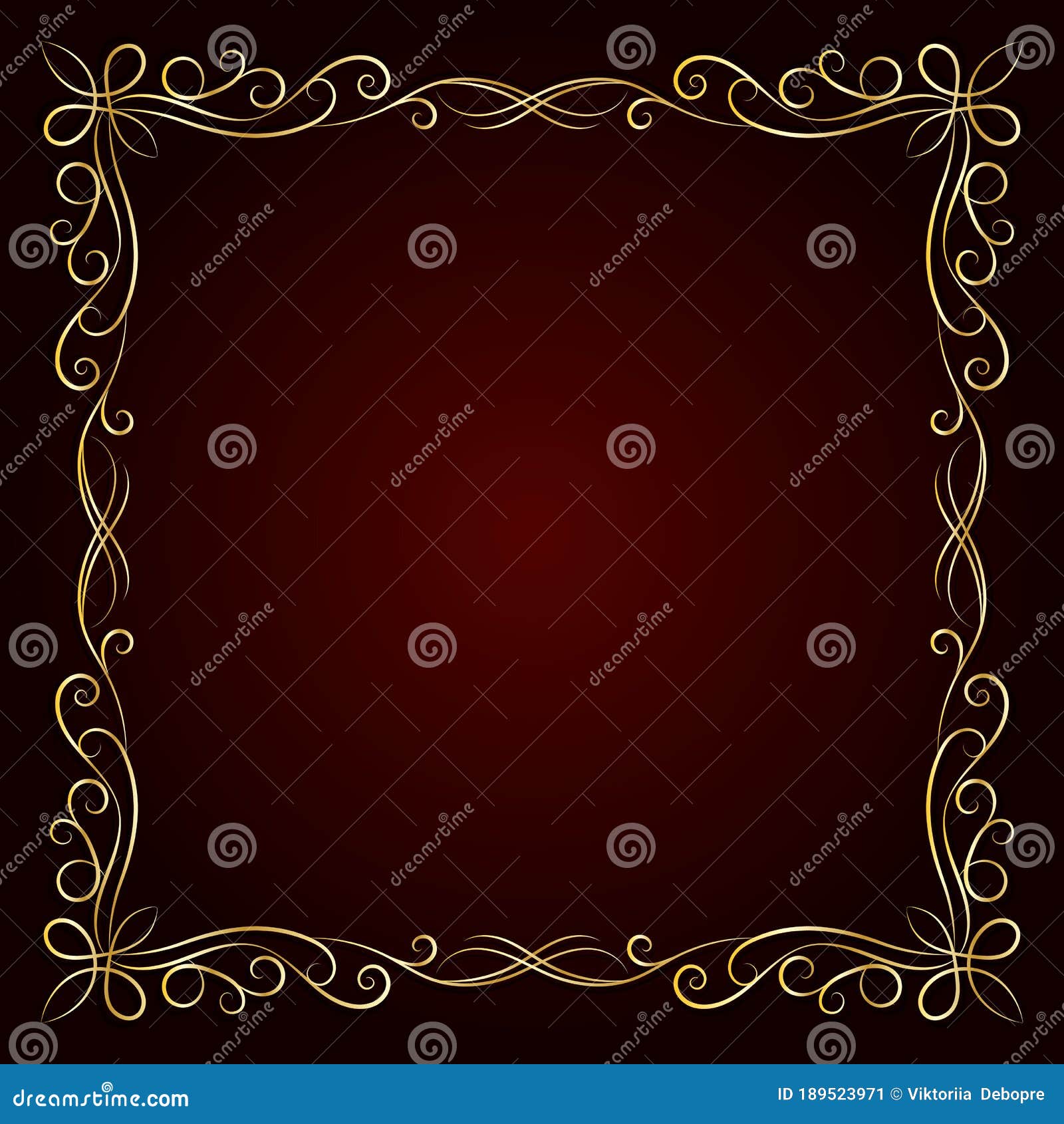 Vintage Gold Frame on Dark Background. Vector Illustration Stock Vector