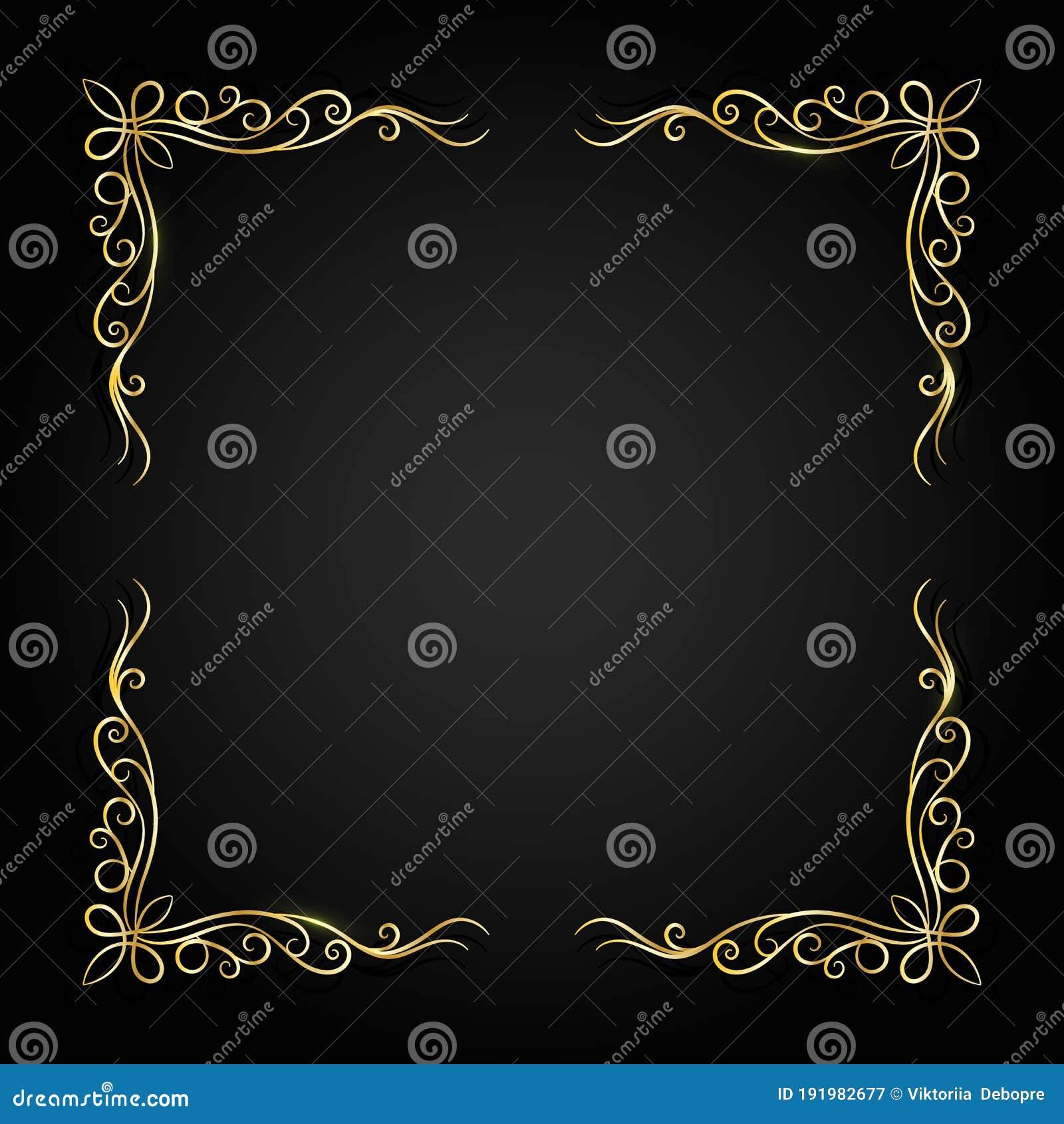 Vintage Gold Frame on Dark Background. Vector Illustration Stock Vector