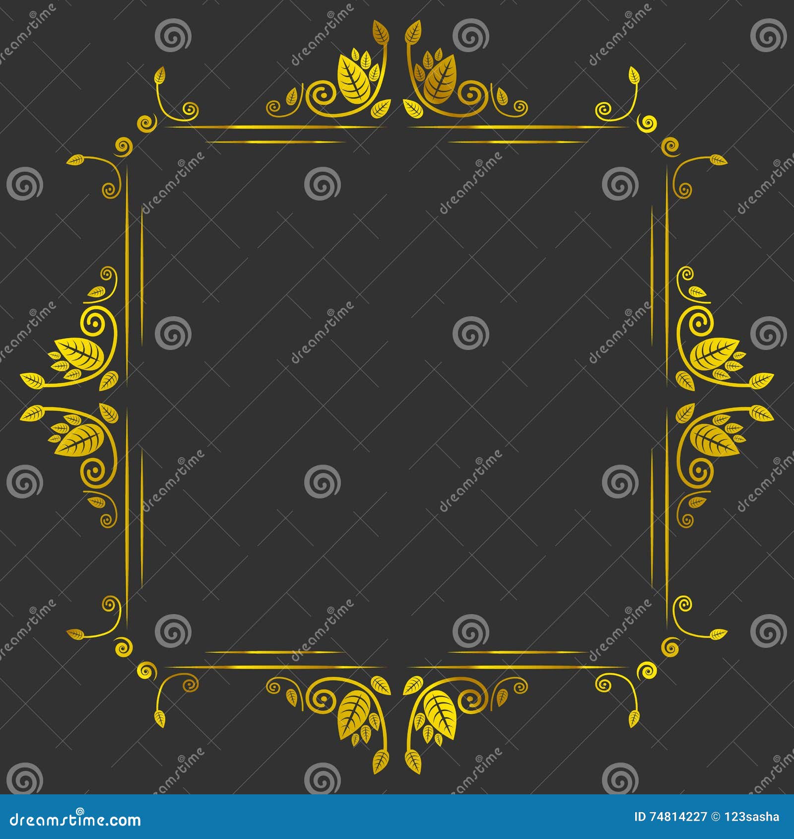 Vintage gold frame stock vector. Illustration of page 74814227
