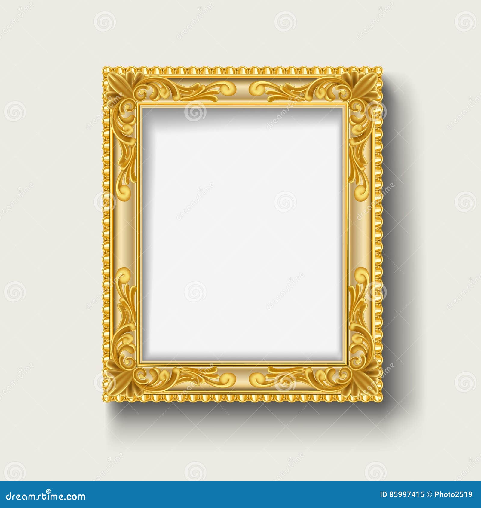 Vintage gold picture frame stock vector. Illustration of frames 85997415