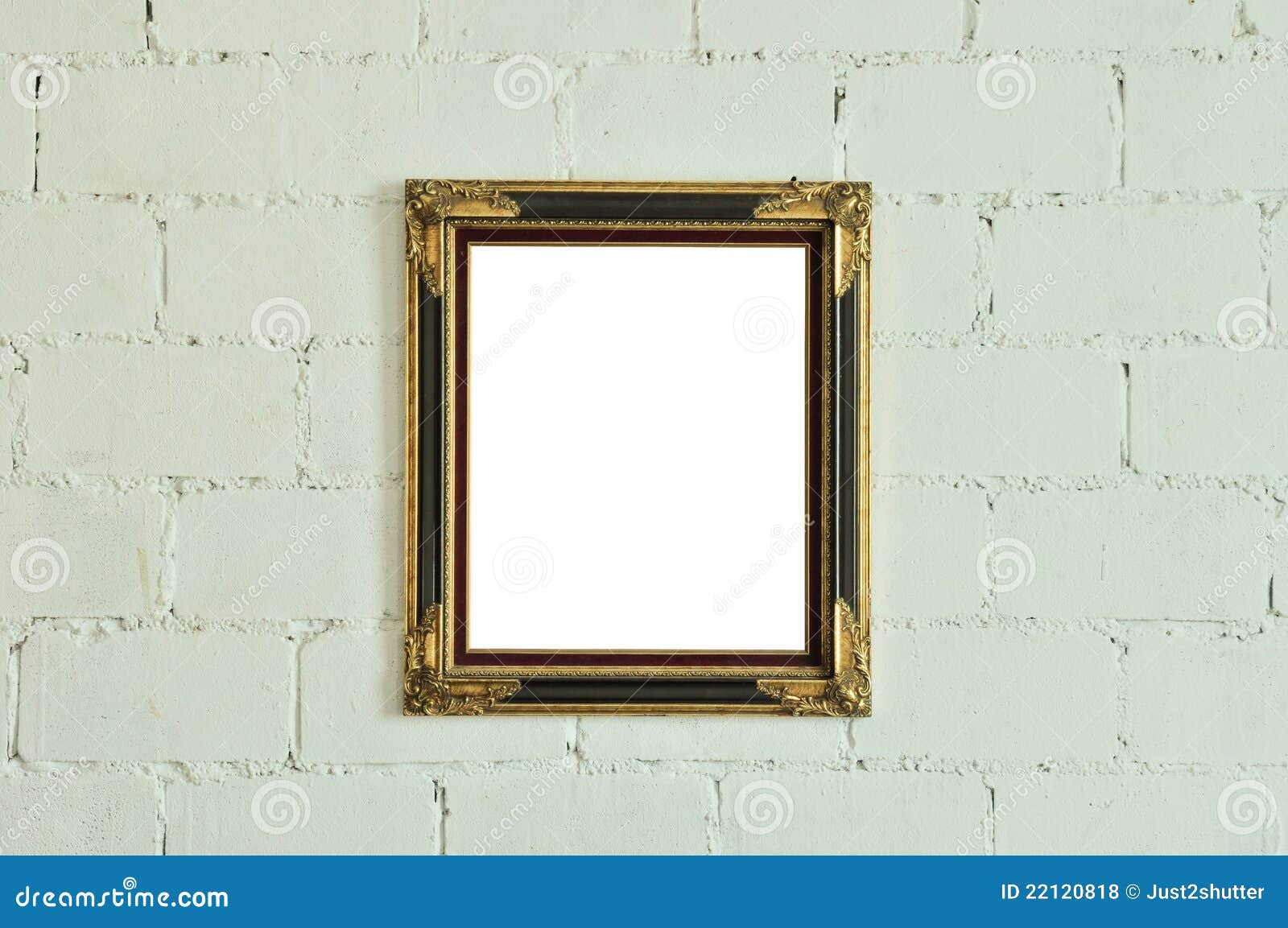 Vintage Gold Picture Frame on White Wall Stock Photo Image of