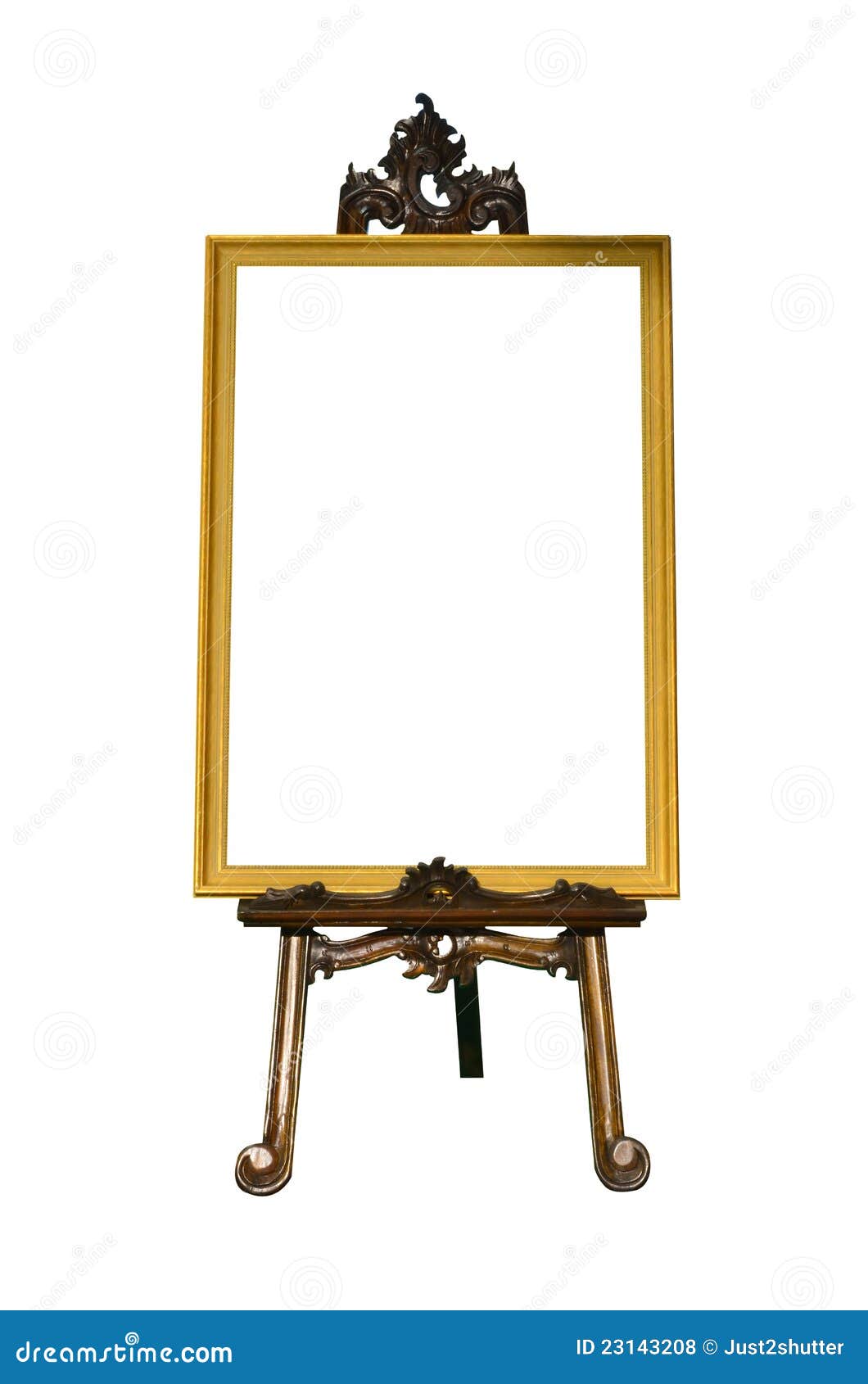 Vintage Gold Picture Frame With Wooden Easel Stock Photo ...