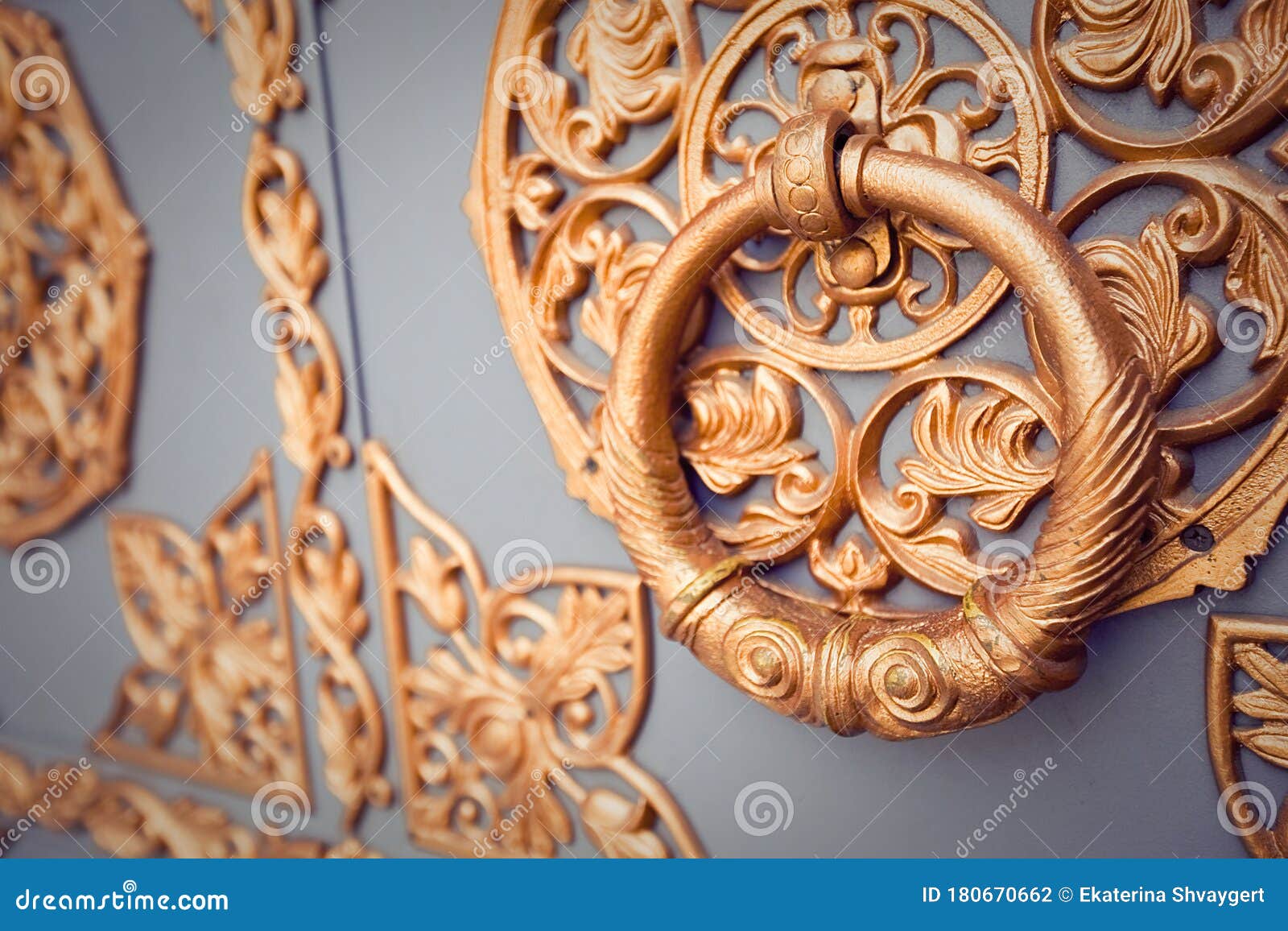 Vintage golden door handle stock photo. Image of texture 180670662