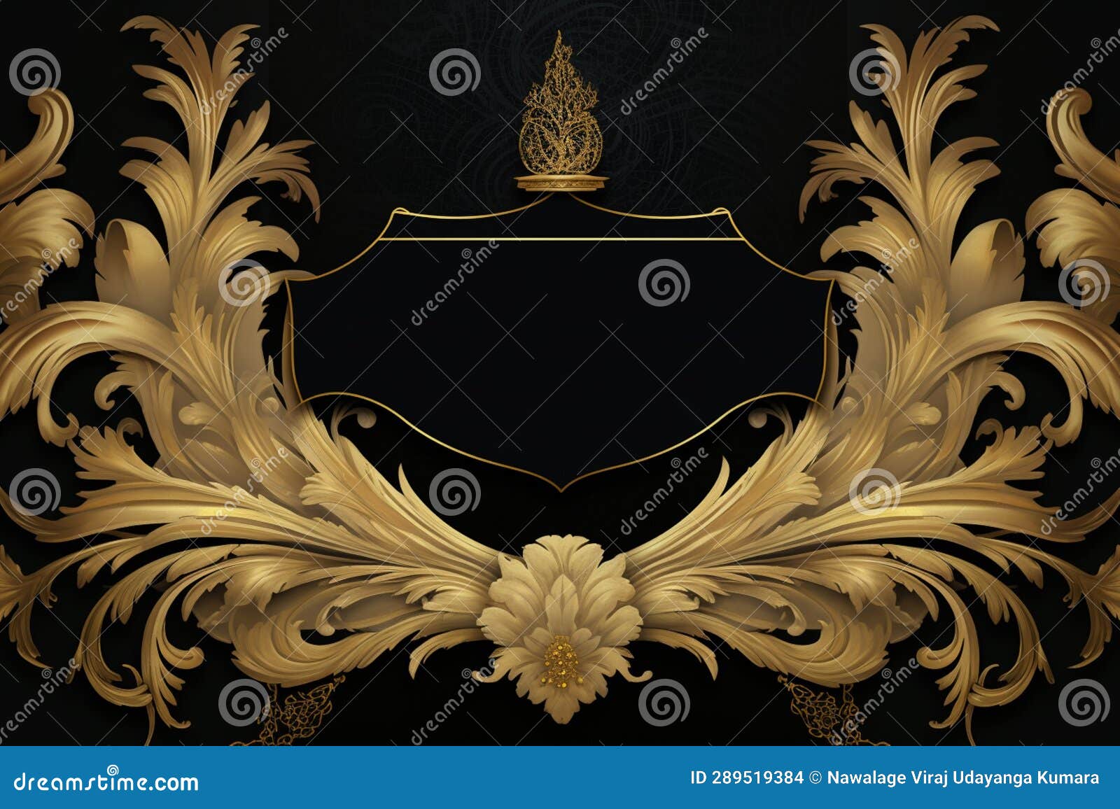 Vintage Golden Frame Design. Generative Ai Stock Illustration