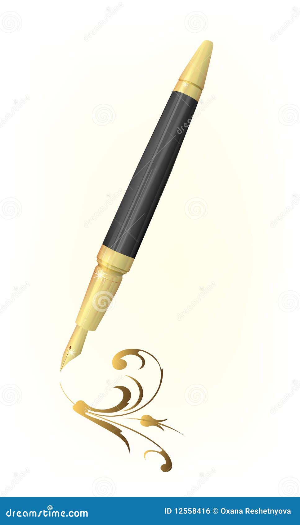 Gold ink pen old-style Royalty Free Vector Image