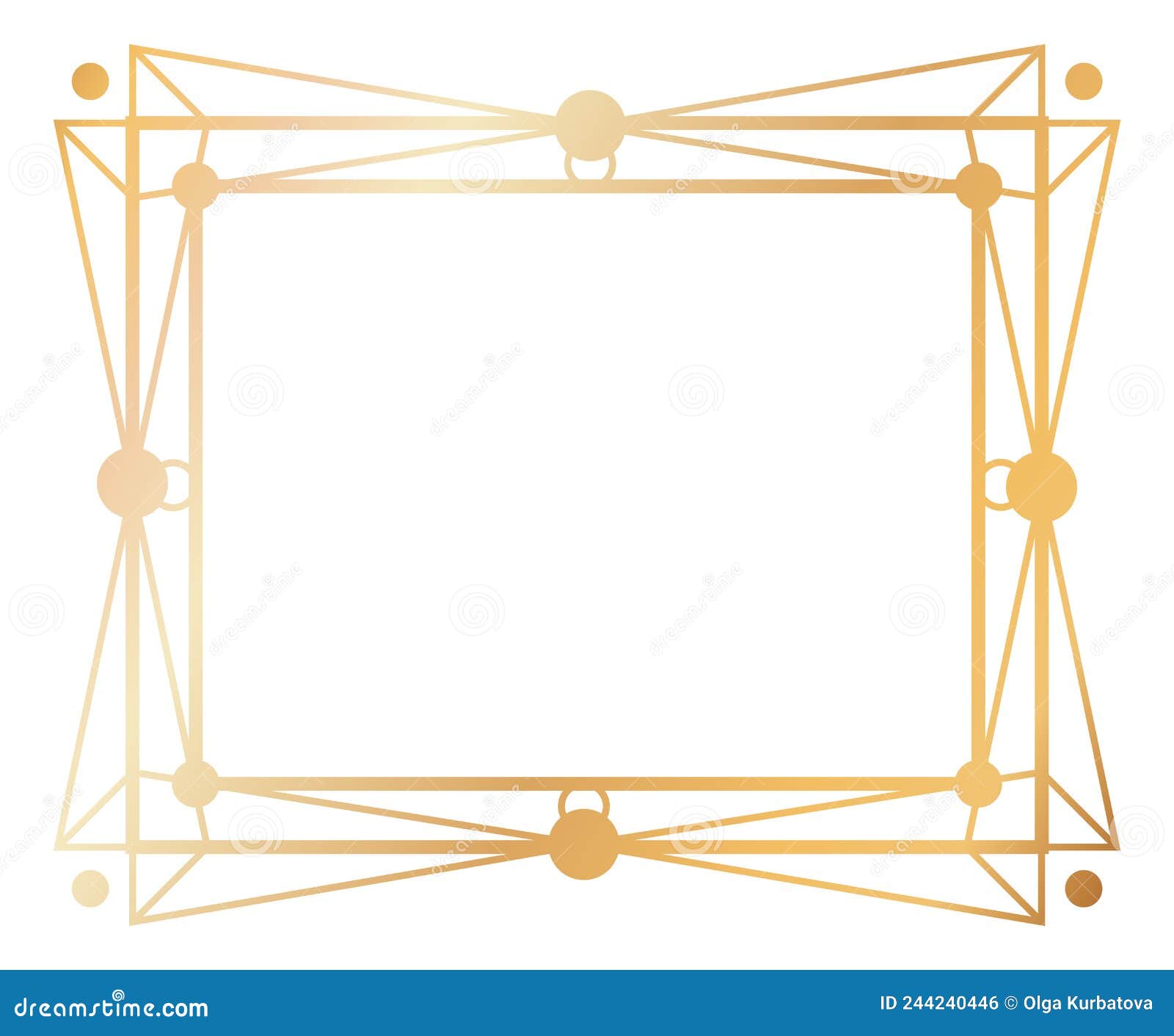 Vintage Golden Rectangular Frame. Geometric Line Pattern Stock Vector