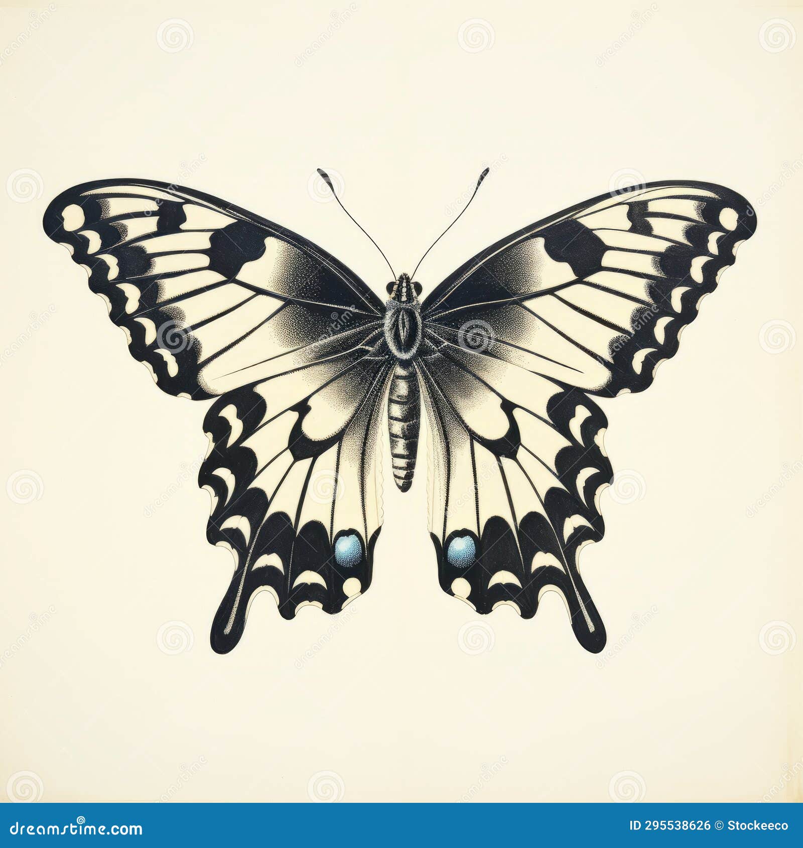 Vintage Gothic Butterfly Illustration on White Background Stock ...