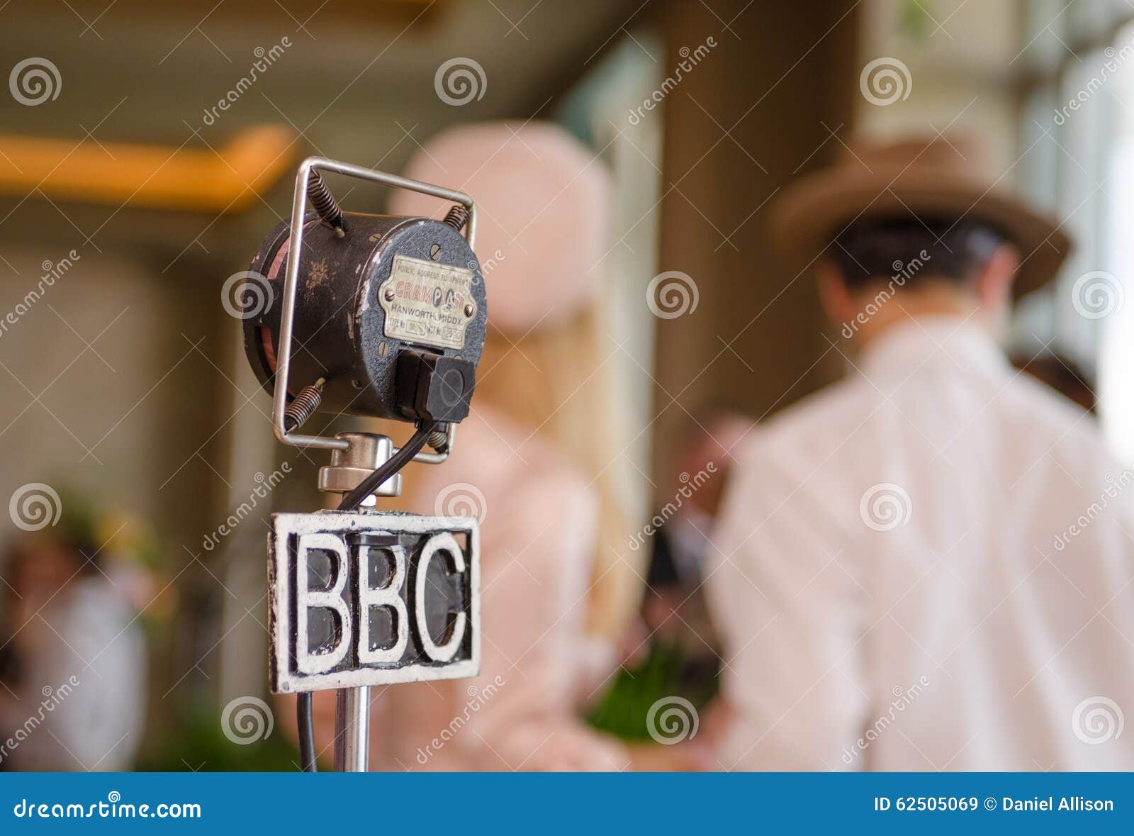 Vintage Grampian Retro Bbc Microphone at a Retro Event Editorial Stock