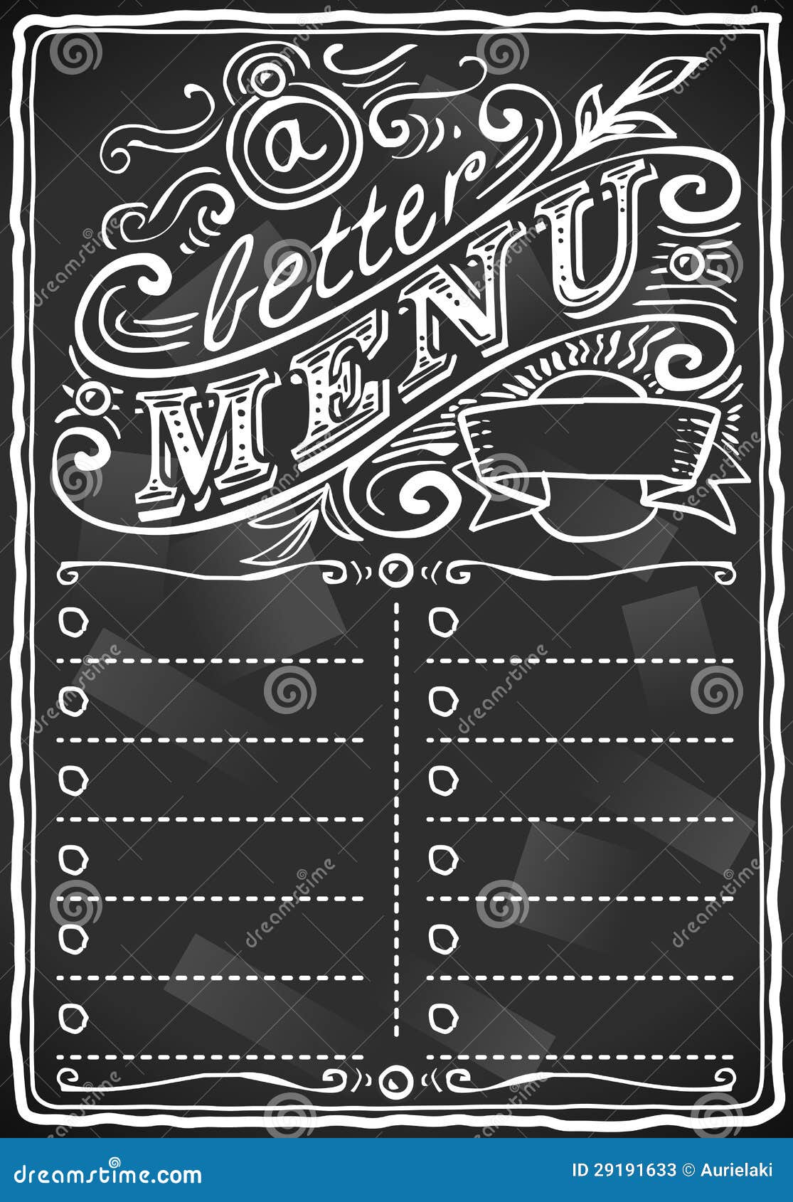 Vintage Graphic Blackboard Menu For Bar Or Restaurant Stock Photos Image 29191633
