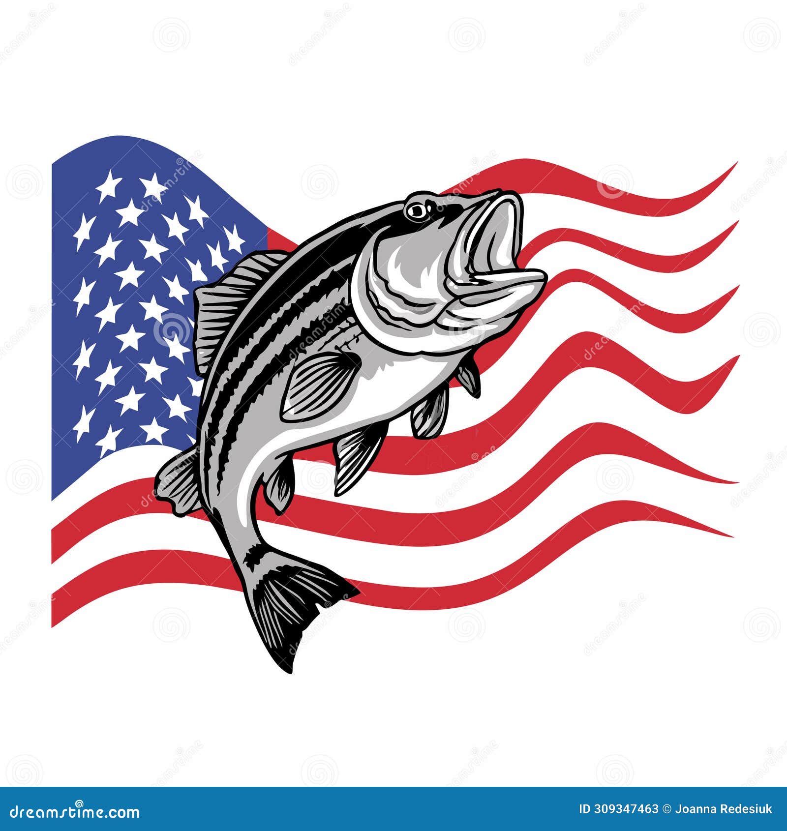 American Flag Bass Fish Stock Illustrations – 45 American Flag