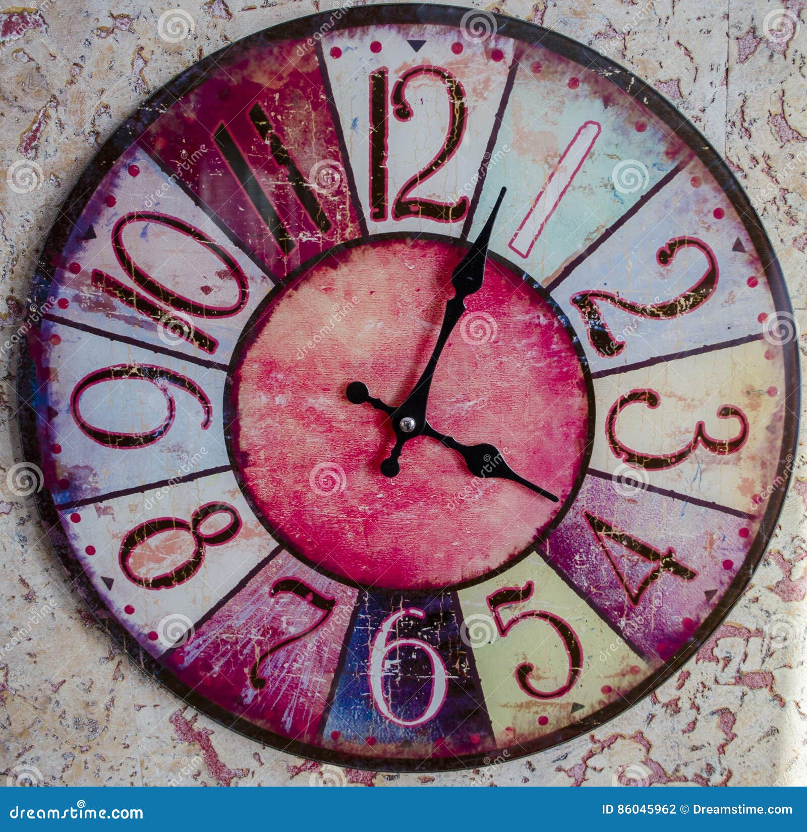 Vintage Gray Wooden Round Wall Clock Stock Photo Image of rectangle