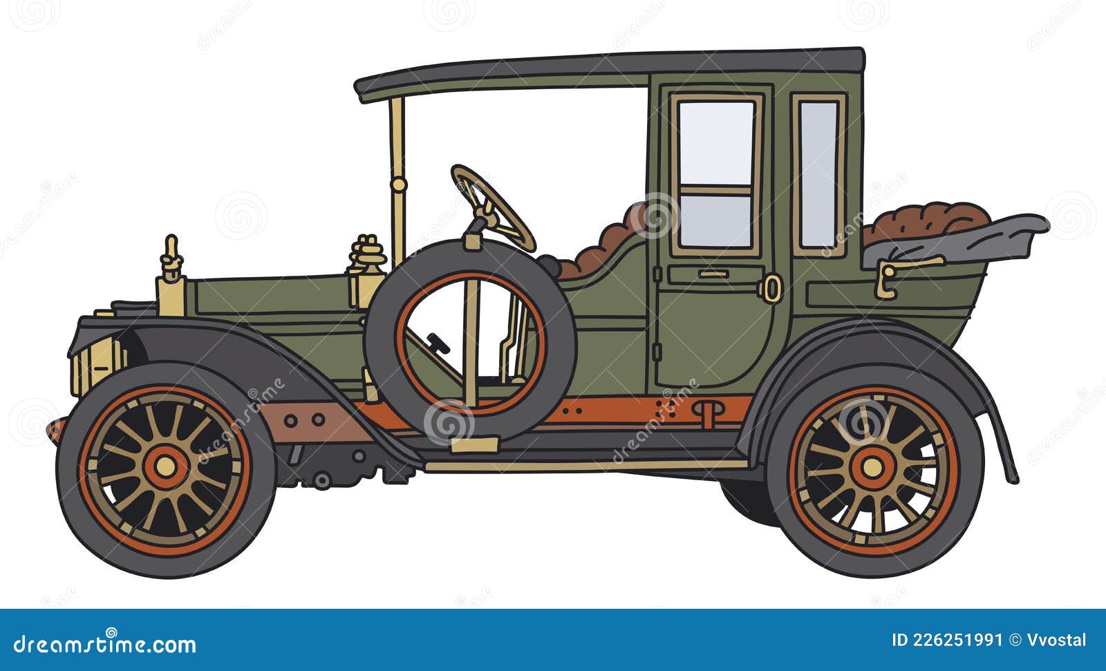 The vintage green car stock vector. Illustration of vectorized - 226251991