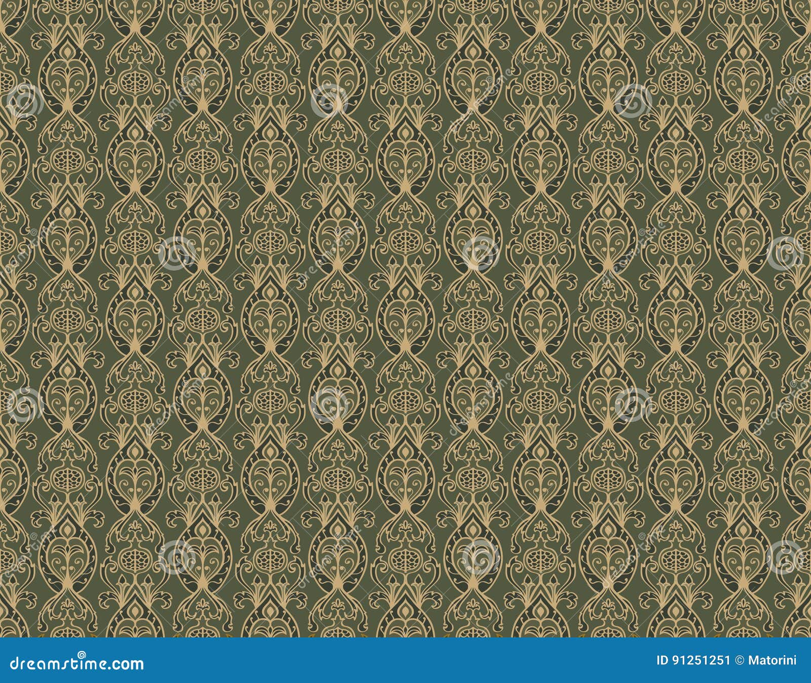 Vintage green wallpaper. stock vector. Illustration of background ...