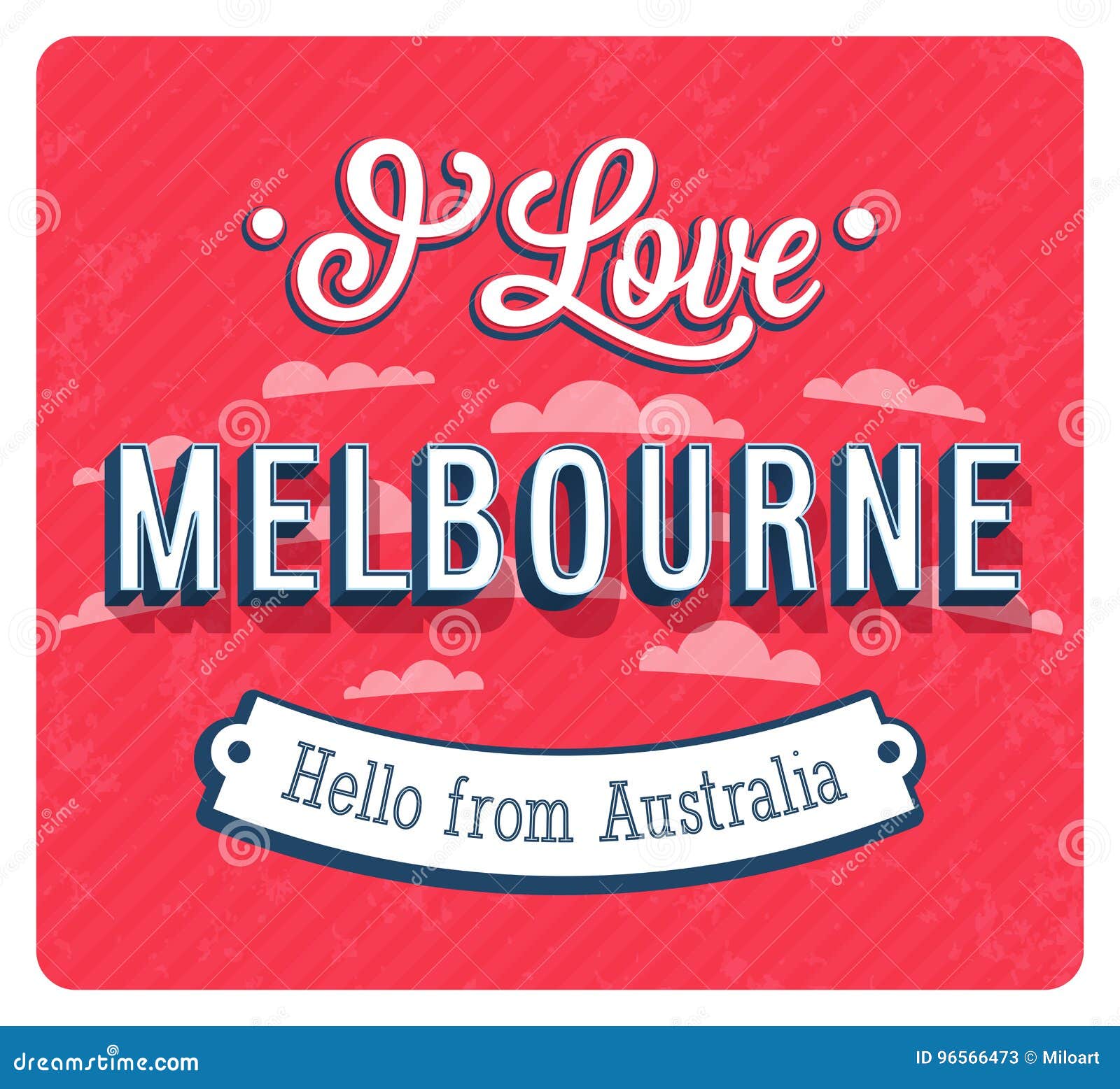 Vintage Greeting Card from Melbourne Australia. Stock Vector