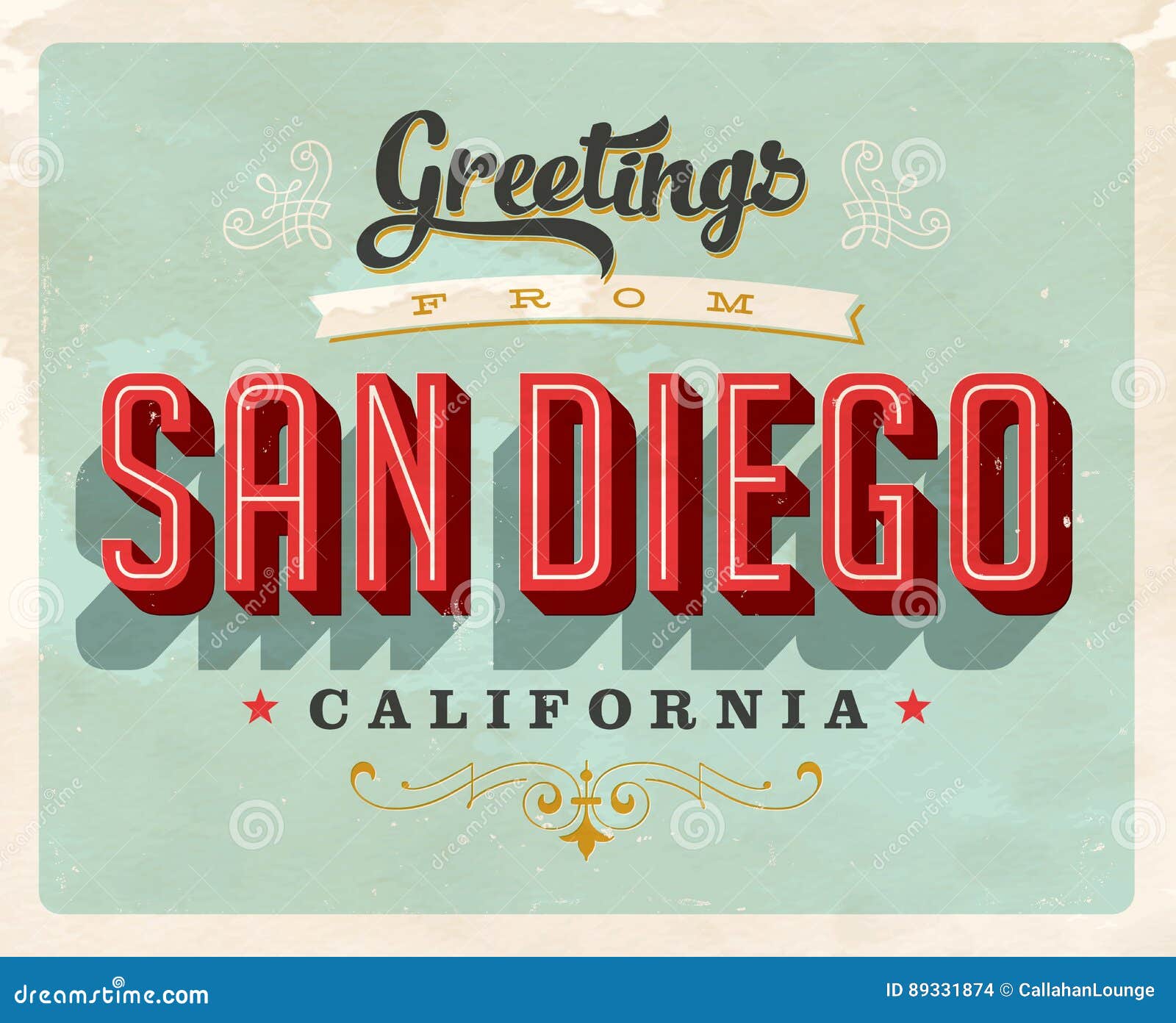 Vintage Greetings from San Diego Vacation Card Stock Vector ...