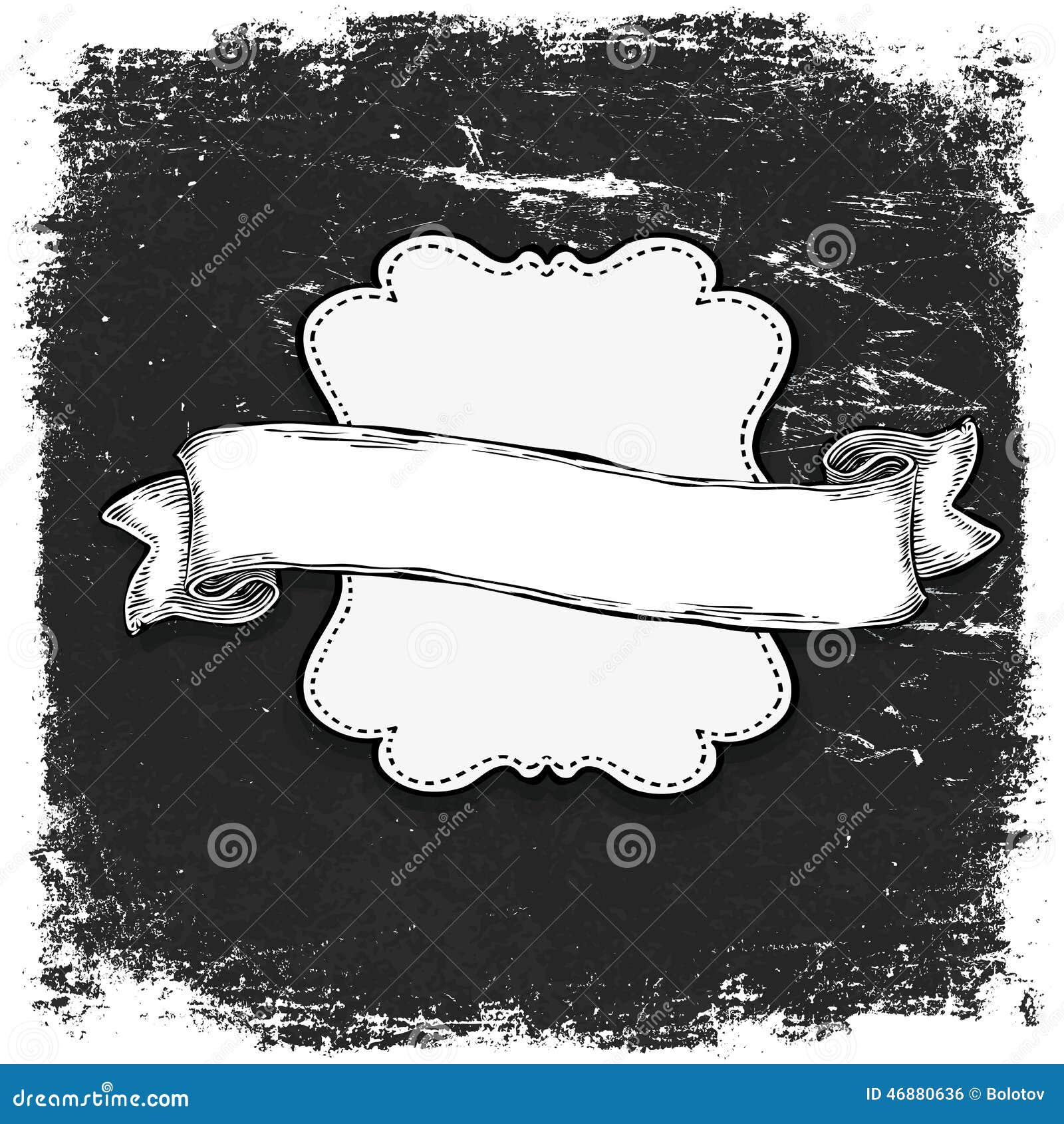 Vintage Grunge Black and White Banner Template Stock Illustration