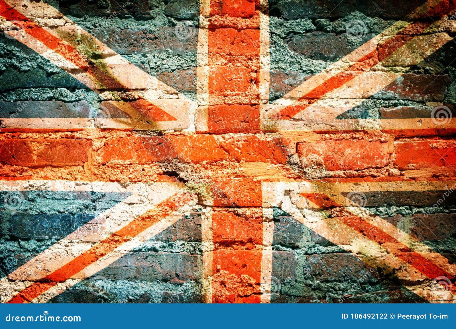 Grunge Filteredunited Kingdom Flag On Brick Stock Photo Image Of