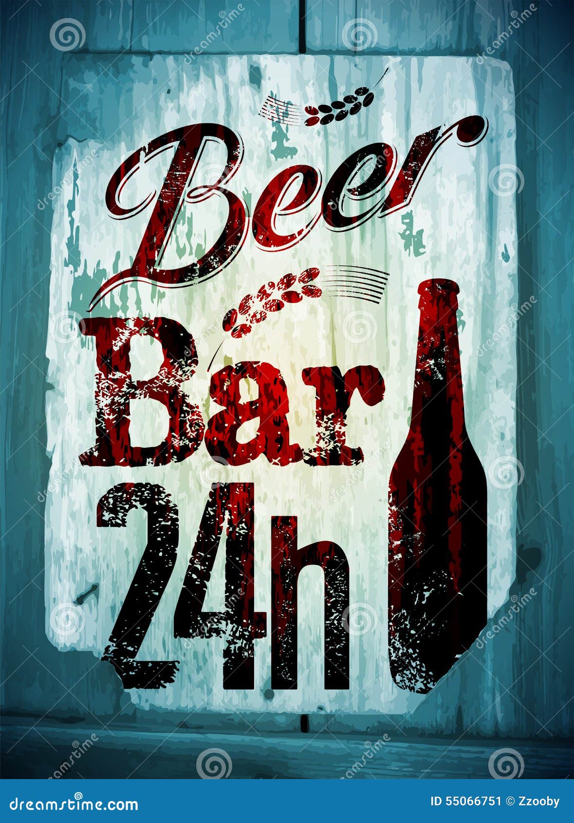 Vintage Grunge Style Beer Bar Poster. Retro Typographical Vector Illustration On Wood Background 