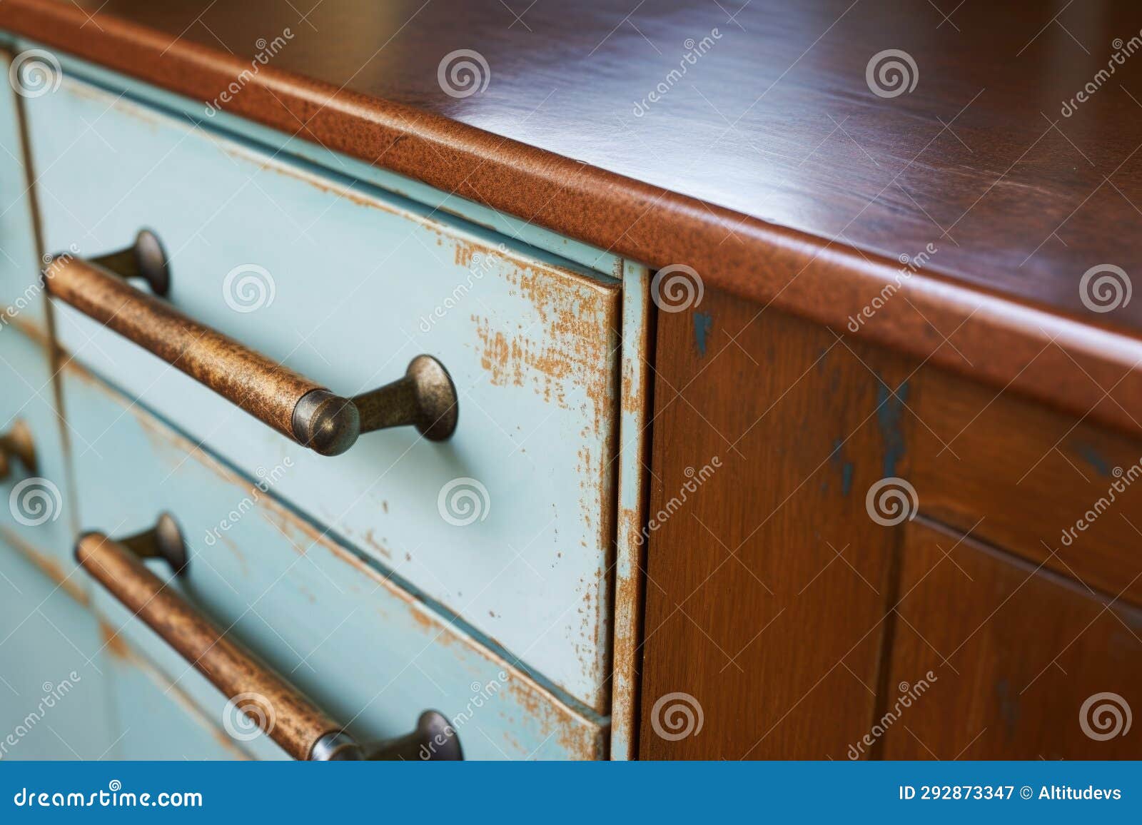 Vintage Handle Replacements on Kitchen Drawers Stock Image Image of