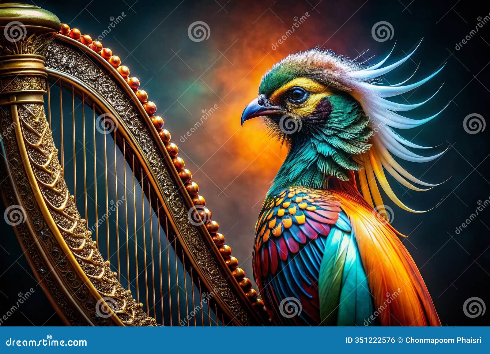 vintage harp bird logo  a dark stout bird emblem for irishinspired branding graphic  projects