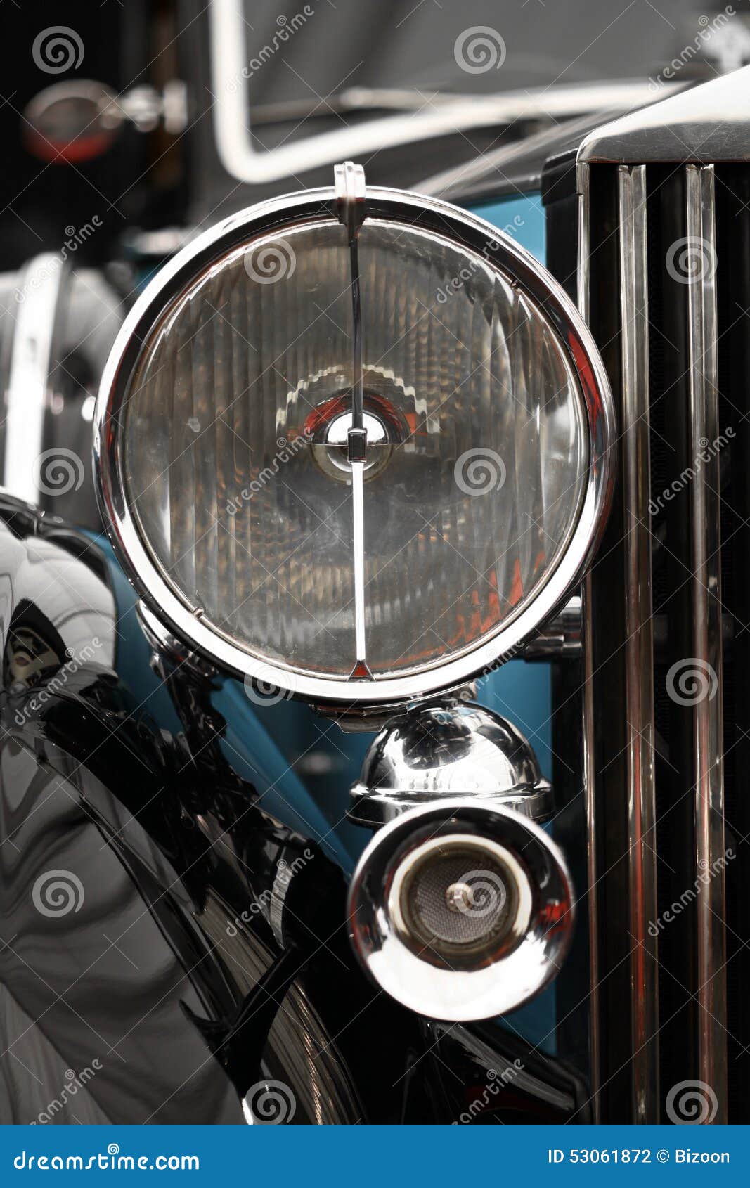 Vintage headlight stock photo. Image of chrome, machine - 53061872
