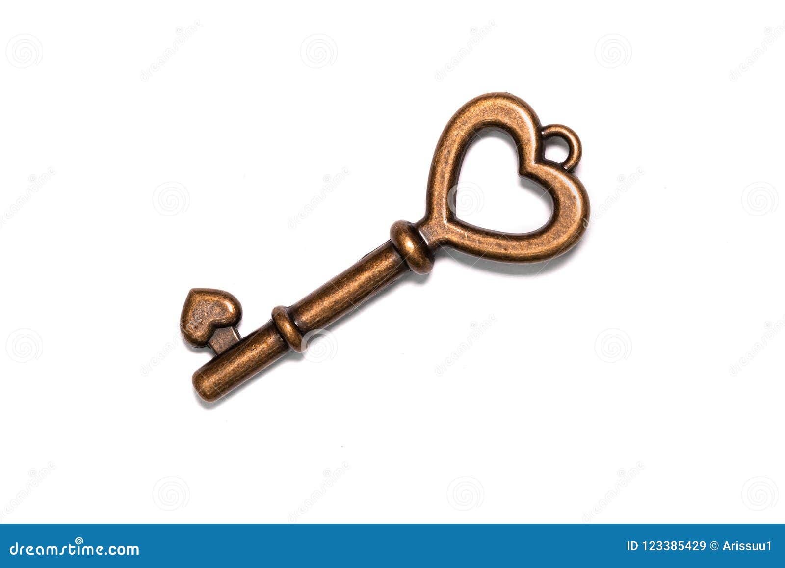 vintage heart d bronze key