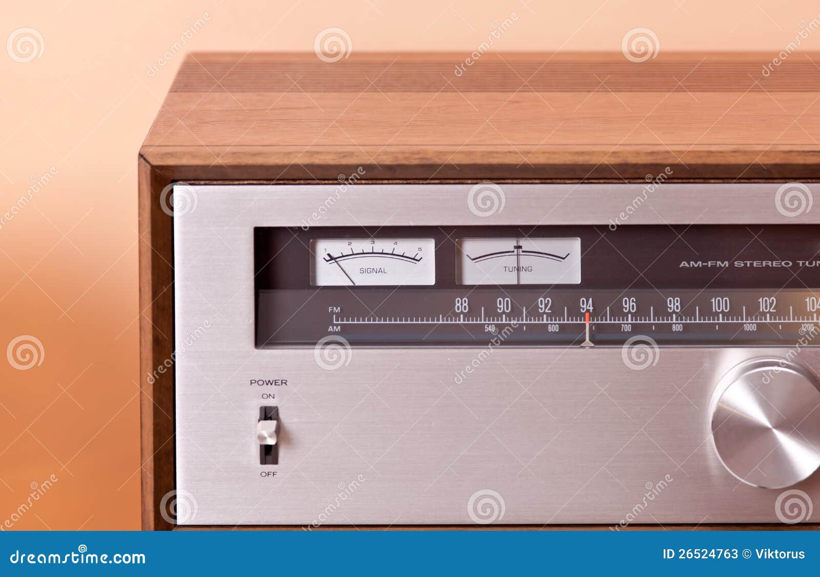 Vintage Hi Fi Stereo Tuner In Wooden Cabinet Stock Image Image