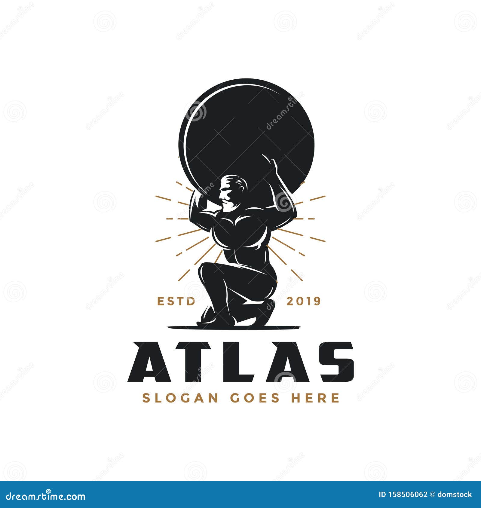 vintage hipster atlas god logo icon