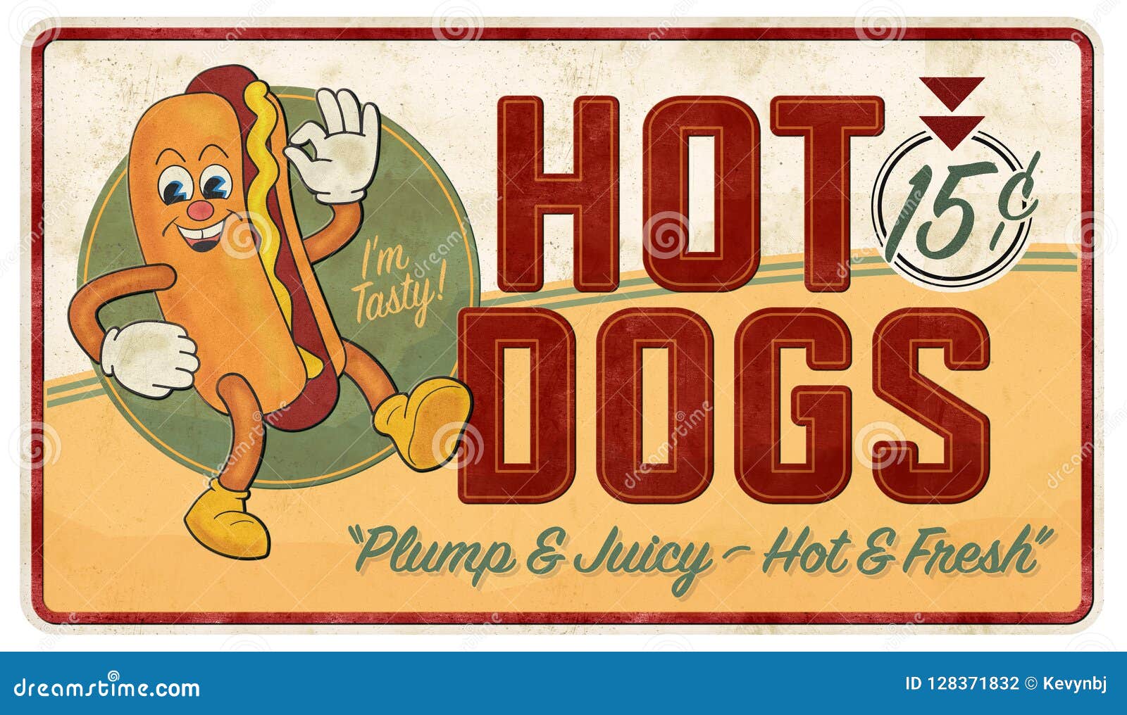 vintage hot dog tin sign advertisement retro