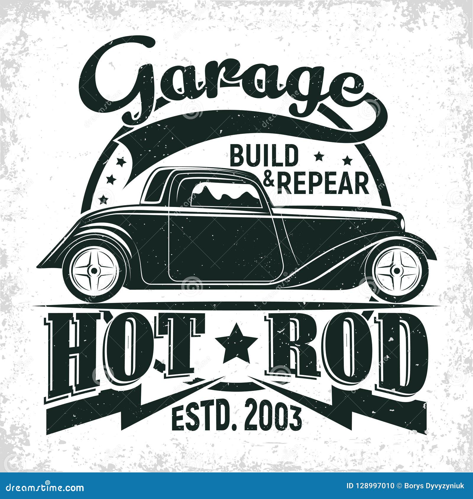 Vintage Hot Rod Emblem Design Stock Vector Illustration Of