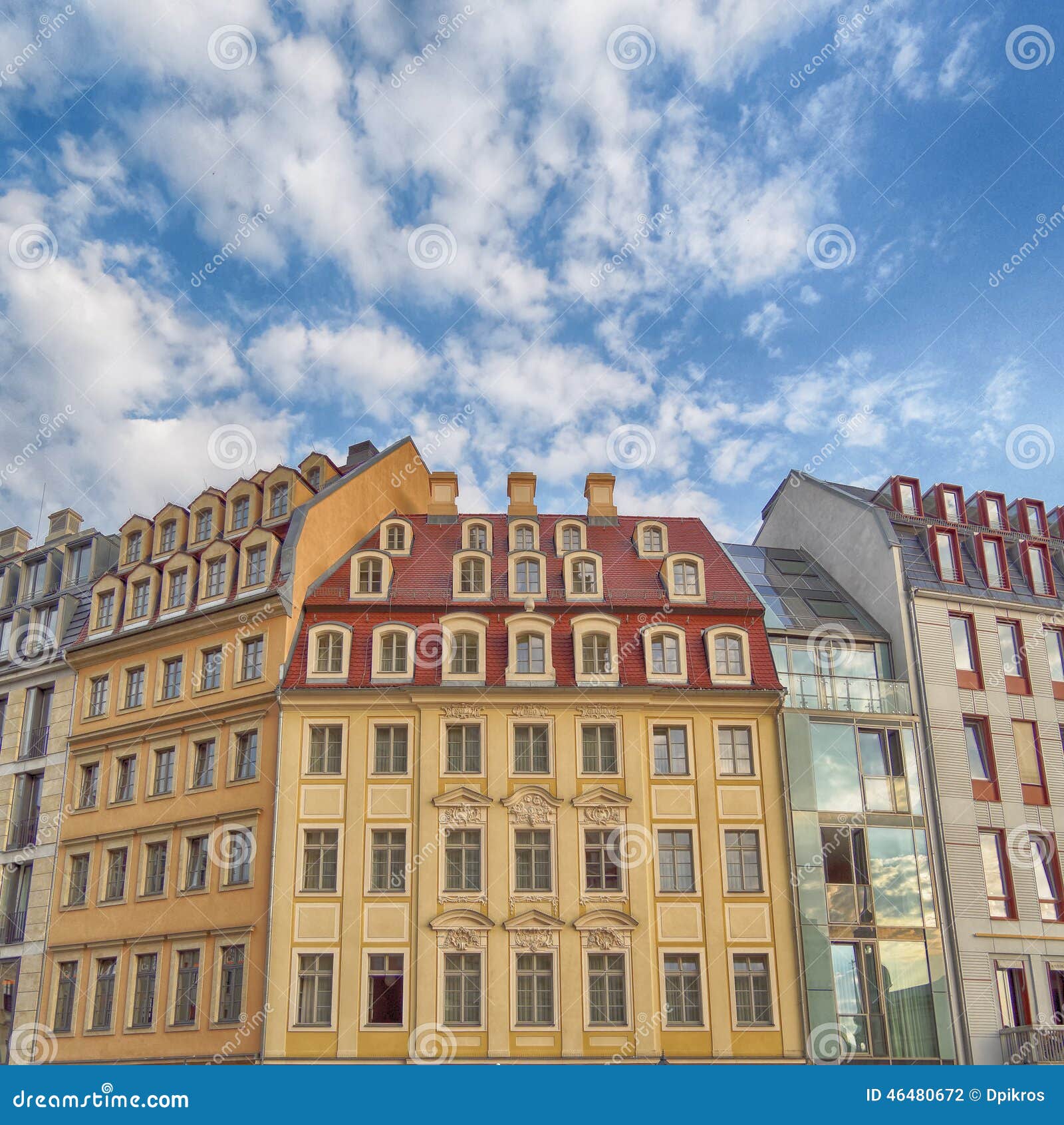 Vintage House Facades, Dresden Germany Stock Photo Image of