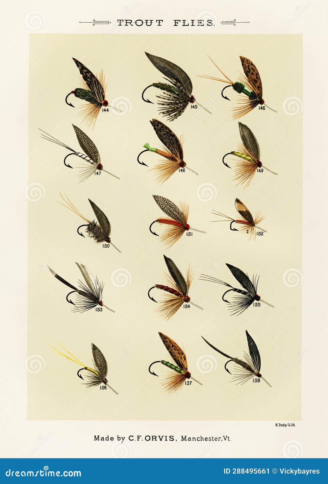 Vintage Illustration of Fly Fishing Hooks. Fly Fishing. Ca. 1890 Stock  Image - Image of hooks, trout: 288495661