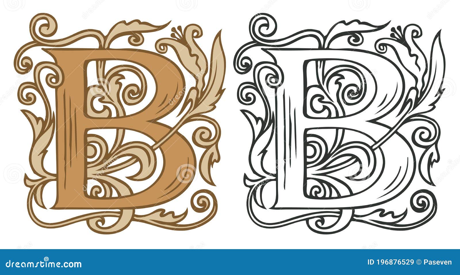 Vintage Initial Letter B with Baroque Decoration Stock Vector ...