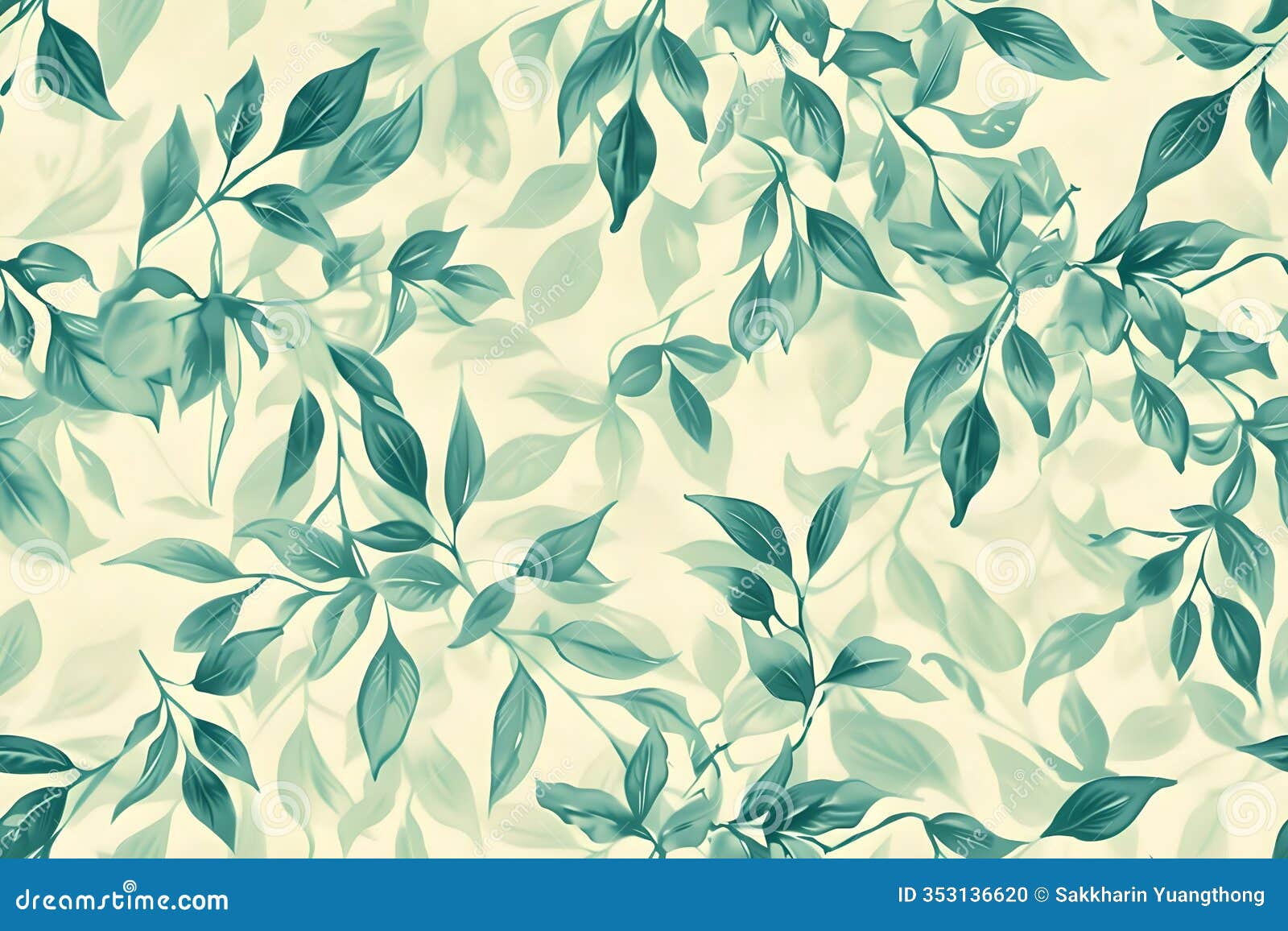 vintage green leaf pattern with light background
