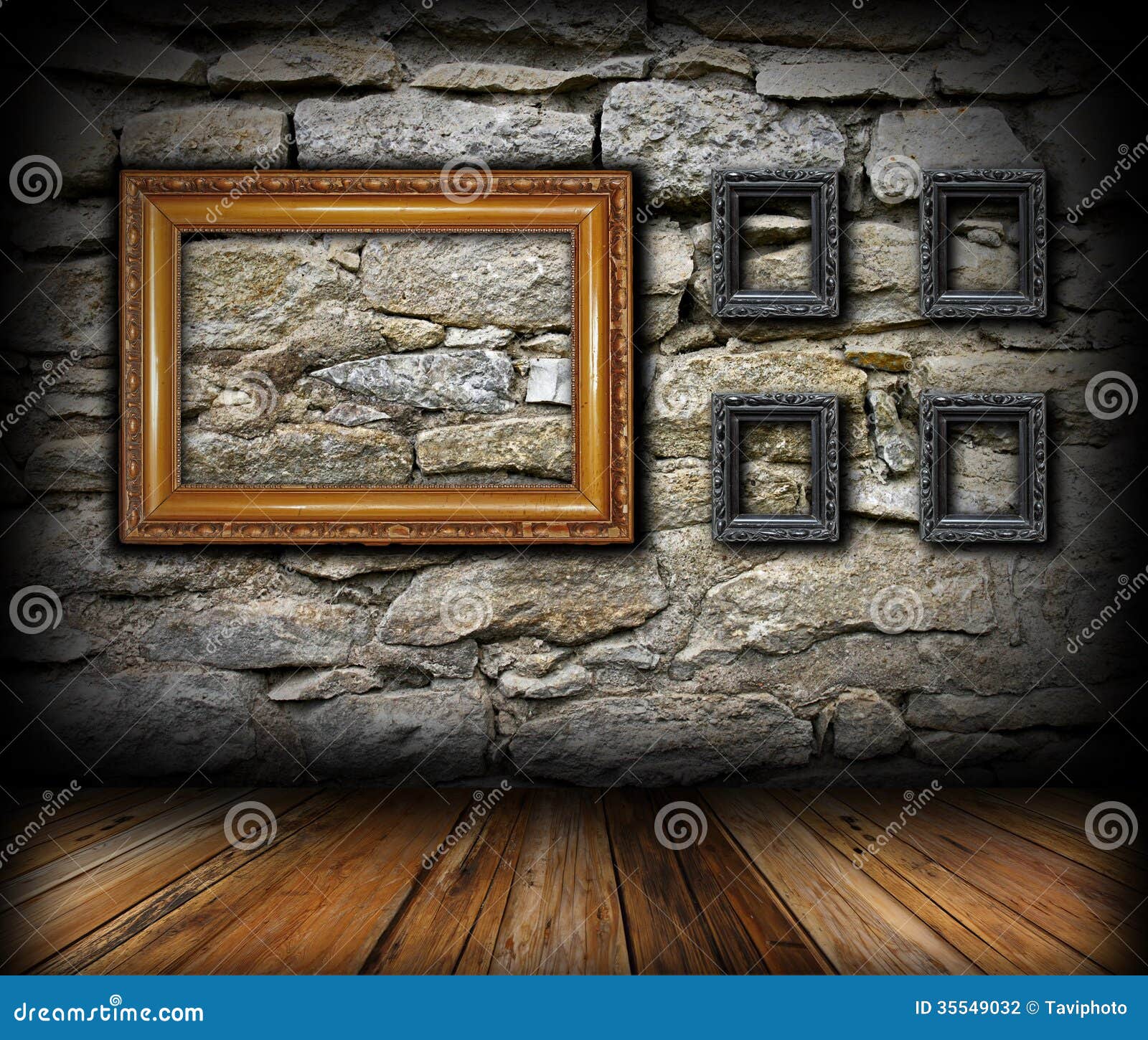 Vintage Interior Backdrop with Frames Stock Photo Image of grunge