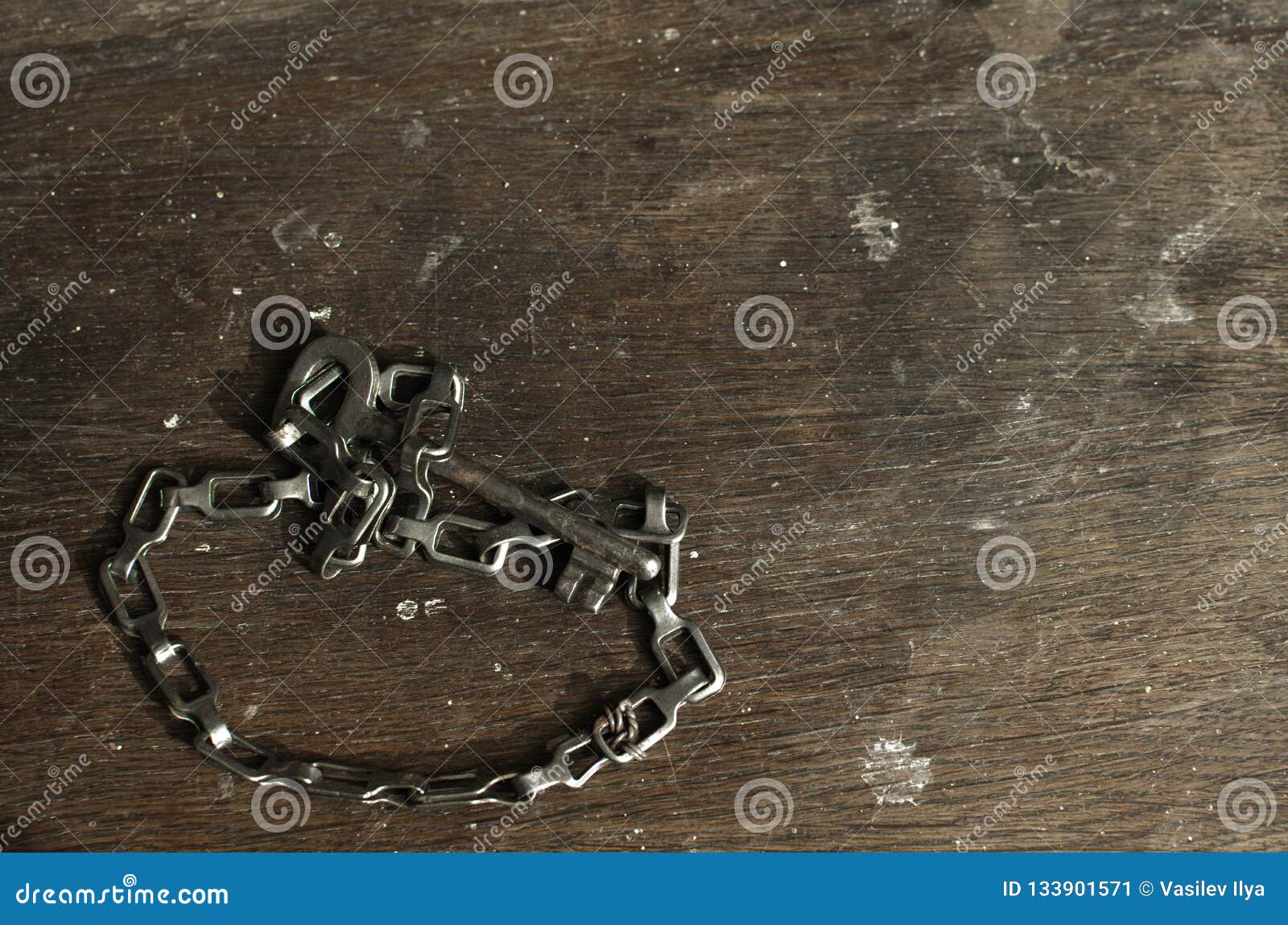 Vintage Iron Key on a Chain. Stock Image Image of design, shiny