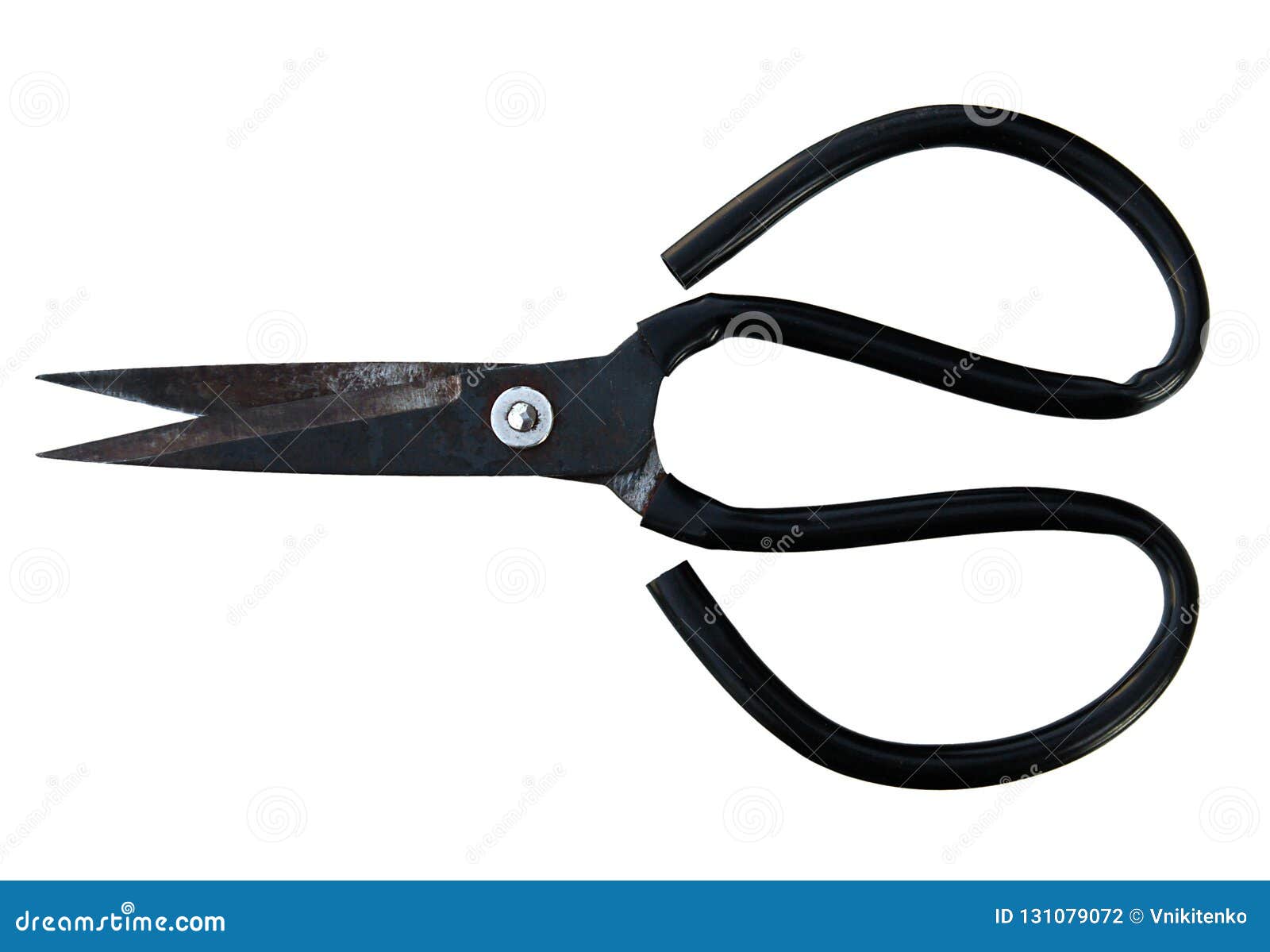 vintage household scissors isolated over white background