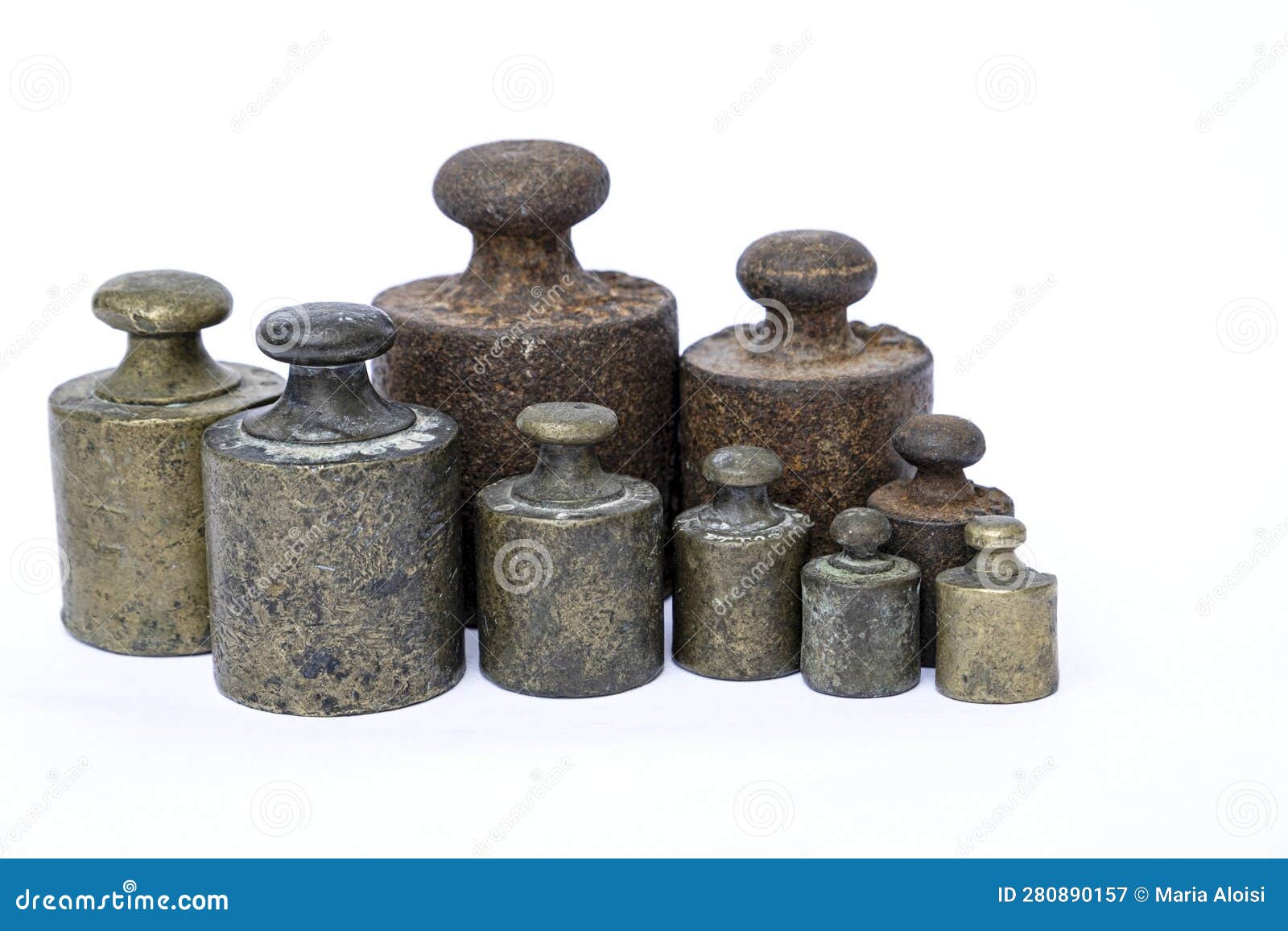 Vintage iron weights. stock image. Image of instrument 280890157