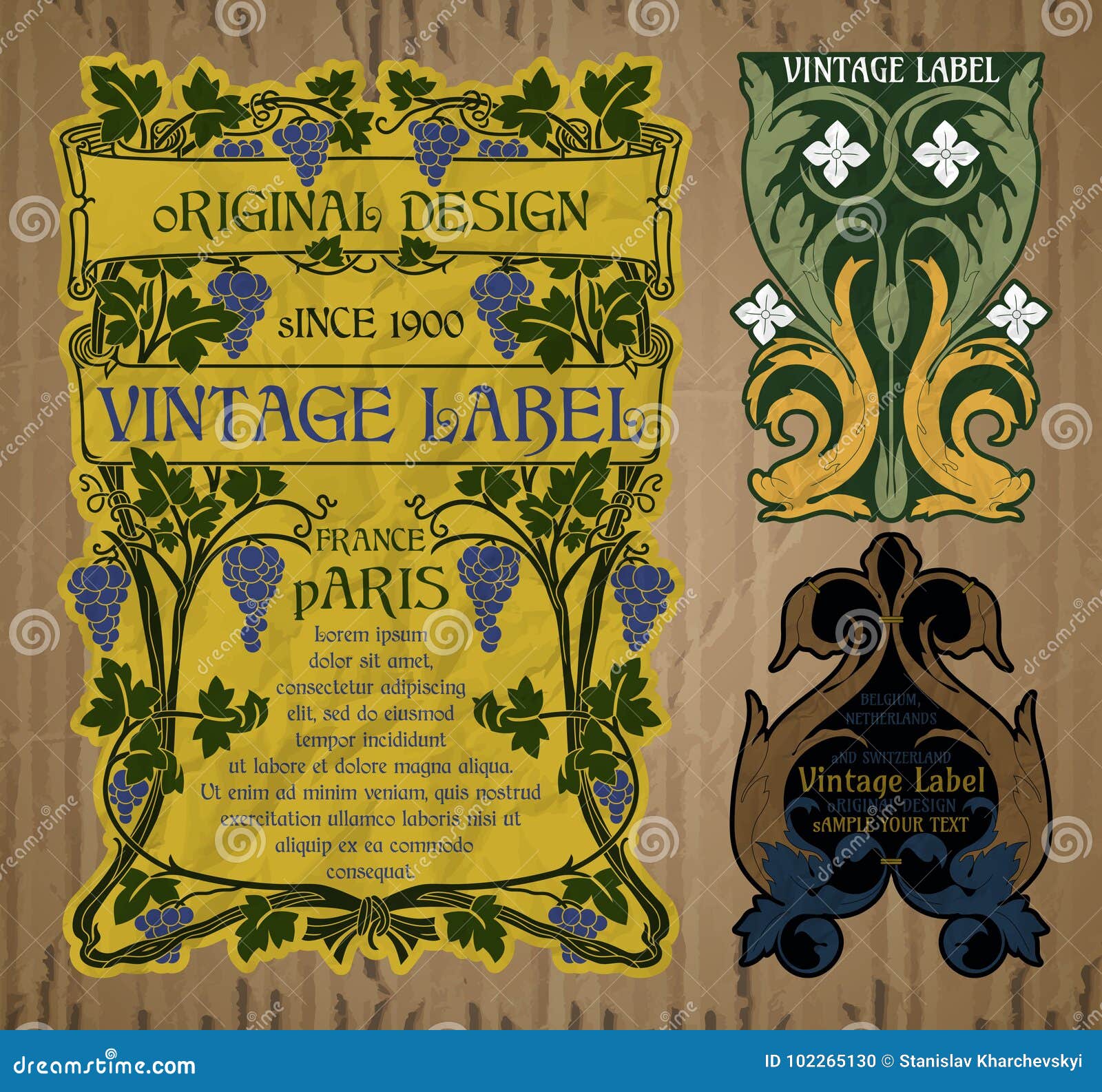 Vintage Items Label Art Nouveau Stock Vector Illustration of frame
