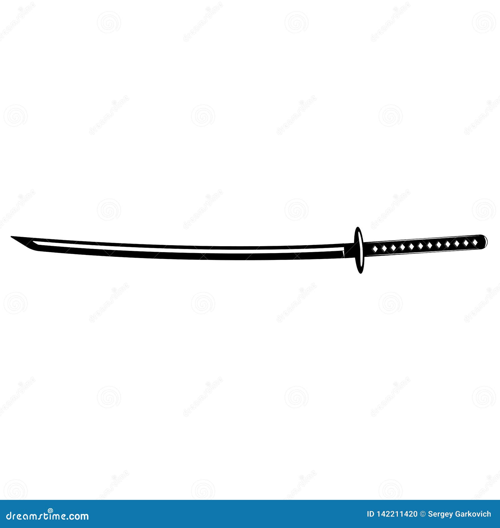 Vintage Katana Sword Isolated on White Background. Traditional Japanese ...