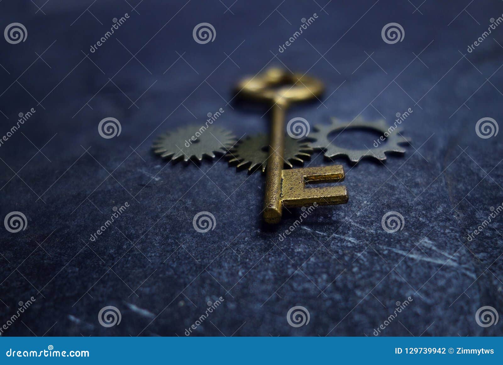 Vintage key and gears stock photo. Image of vintage 129739942