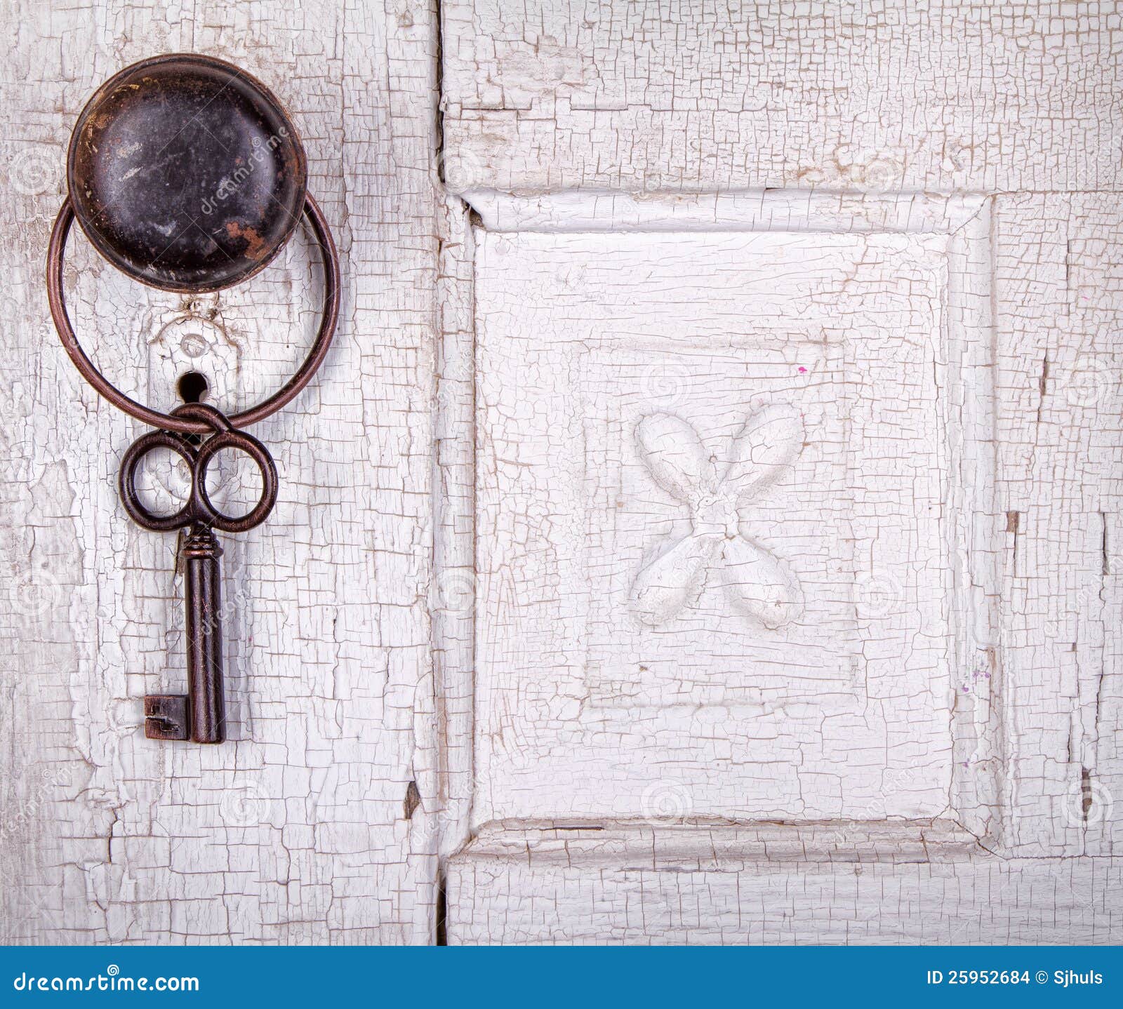 Vintage Key Hanging on a Vintage Door Stock Photo Image of cracked