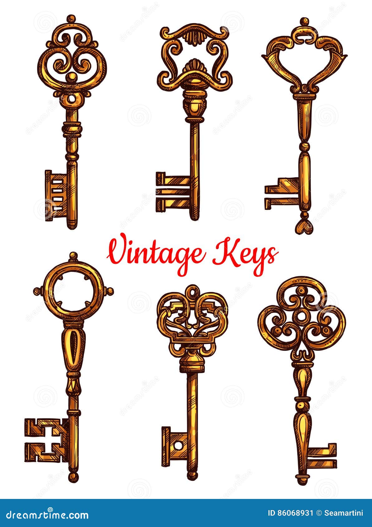 Antique Skeleton Keys, Vectors