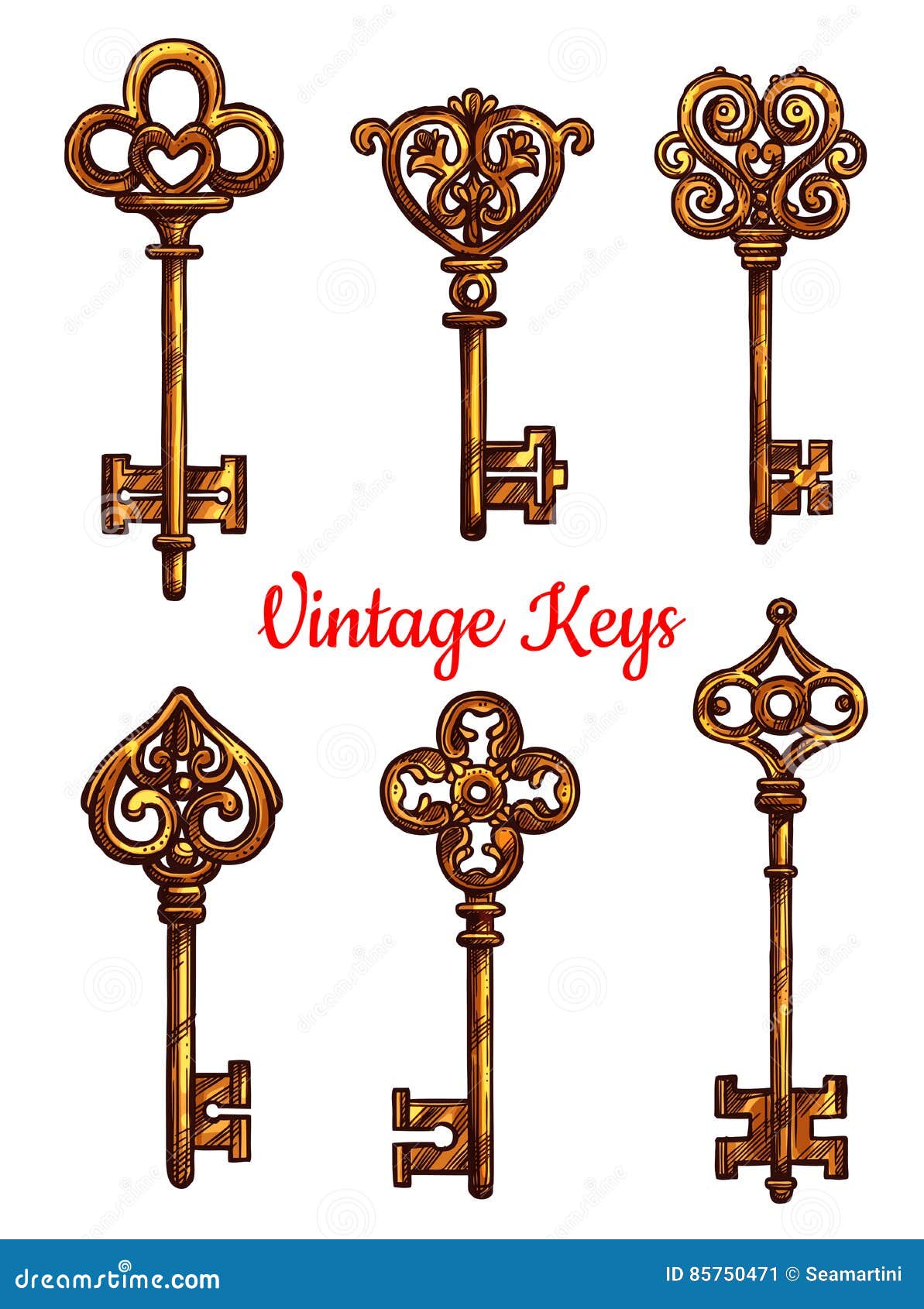 Download Vintage Keys Vector Isolated Icons Set Stock Vector ...