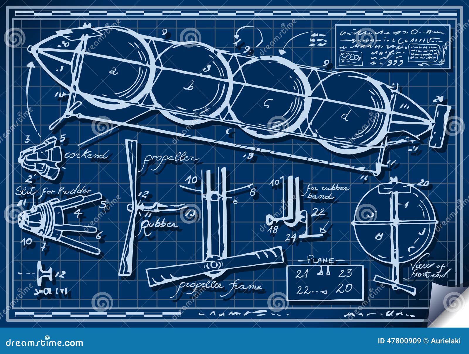 Vintage Kids Plane Project On Blueprint Stock Vector Vintage Kids Plane Project On Blueprint Stock Vector