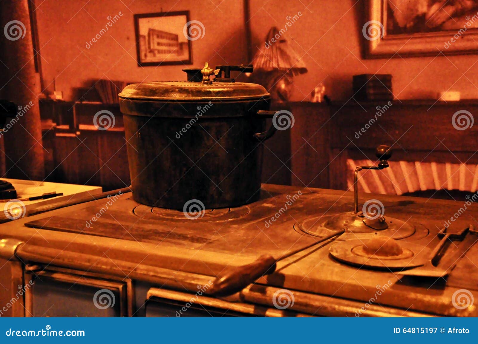 Vintage kitchen with oven stock image. Image of rural 64815197