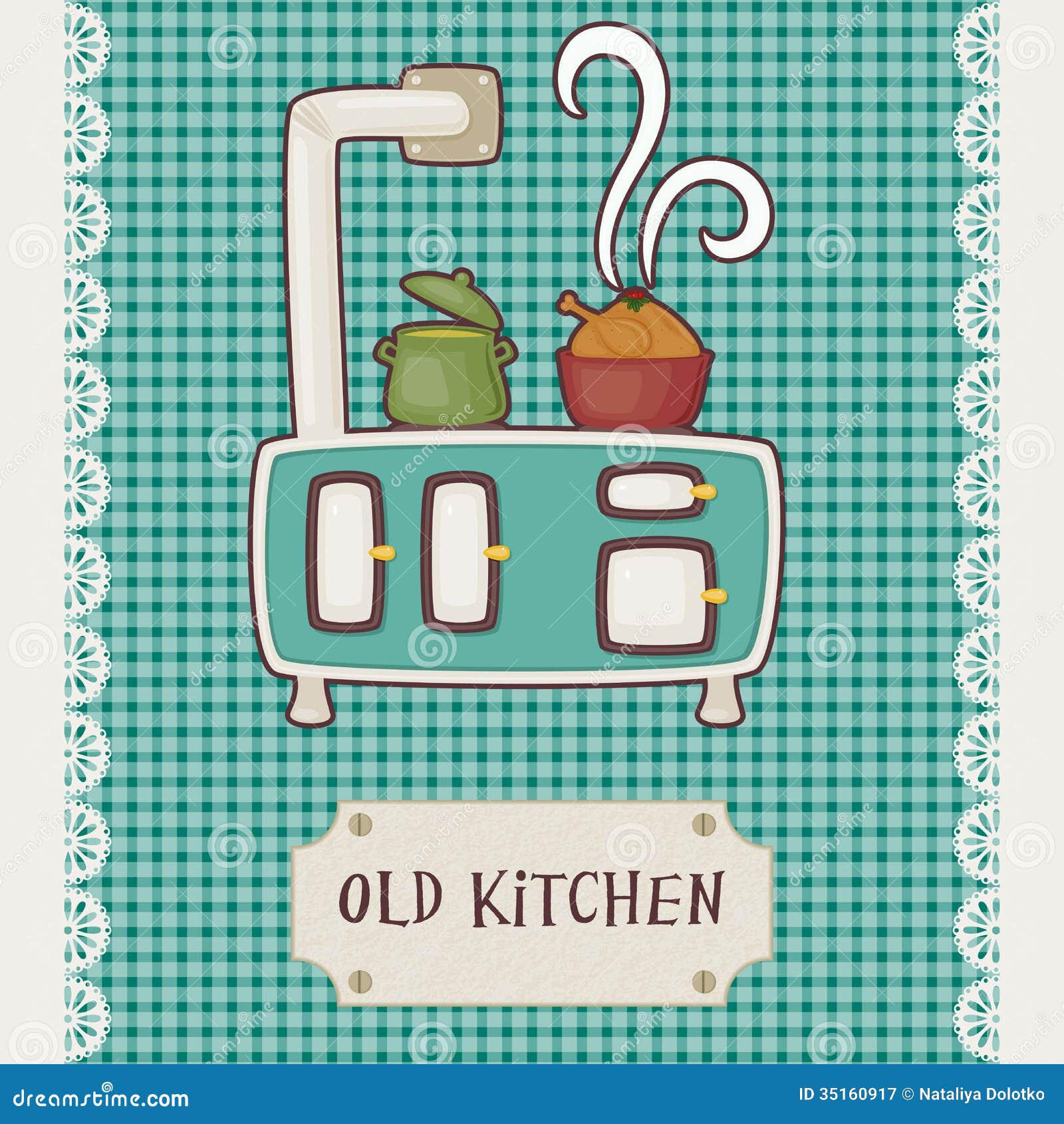 Vintage kitchen stove top stock vector. Illustration of graphic - 35160917, image size:1600x1690