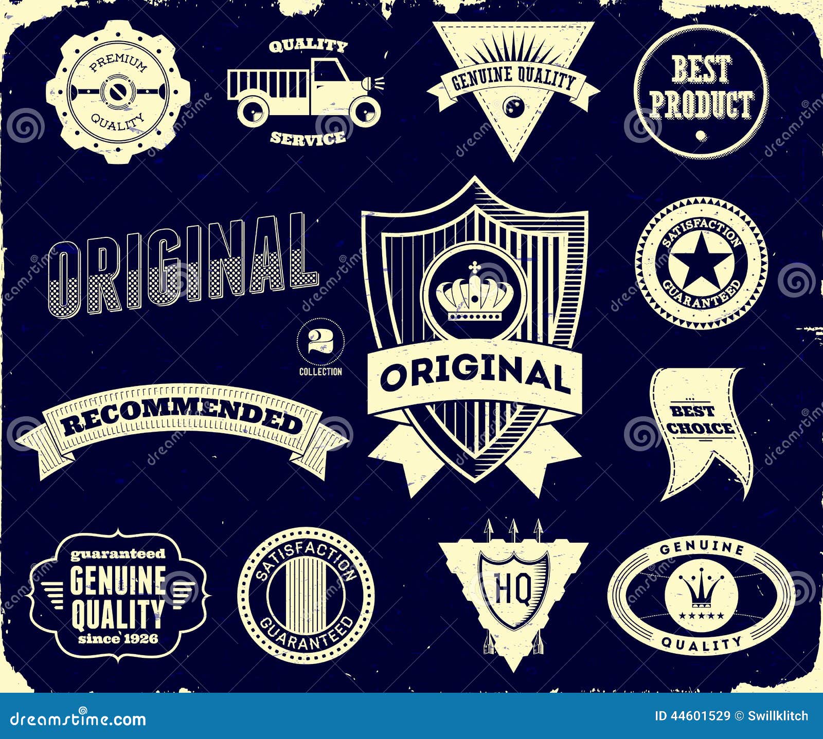 Vintage Labels on the Black. Collection 2 Stock Vector - Illustration ...