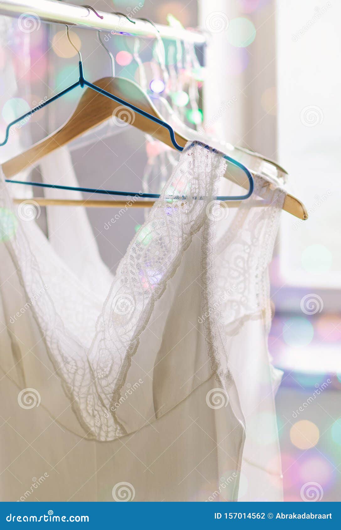 Vintage Lace Bridal Lingerie on Hangers Stock Photo - Image of ...