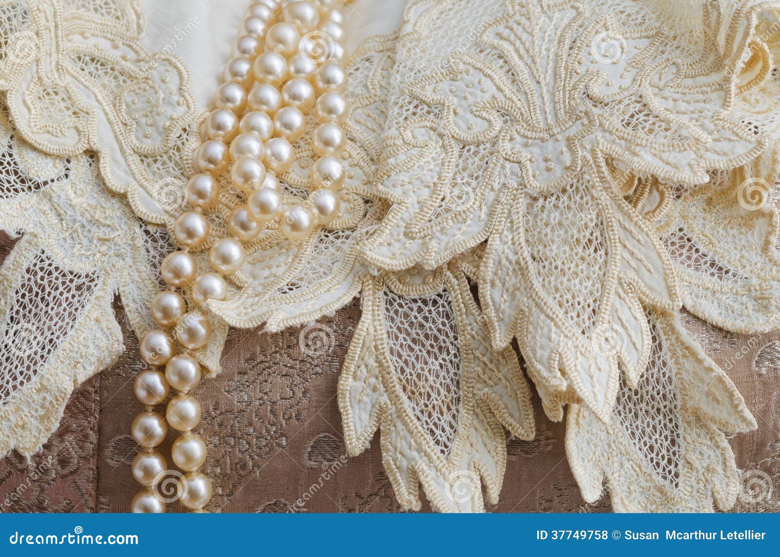 vintage lace handkerchief and pearls